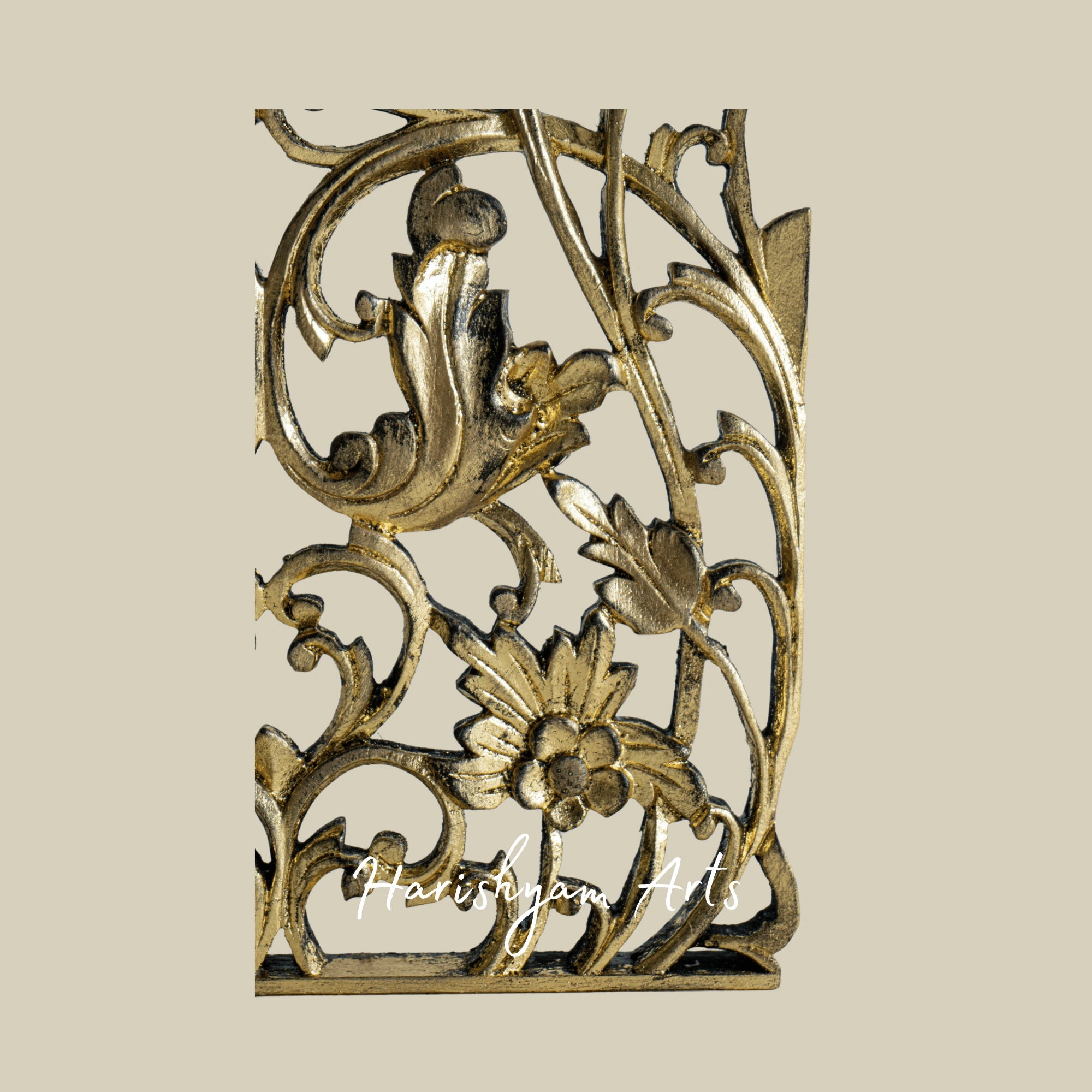 14" Solid Wood Wall Panel with Gold Leaf Gilding Luxury Decor