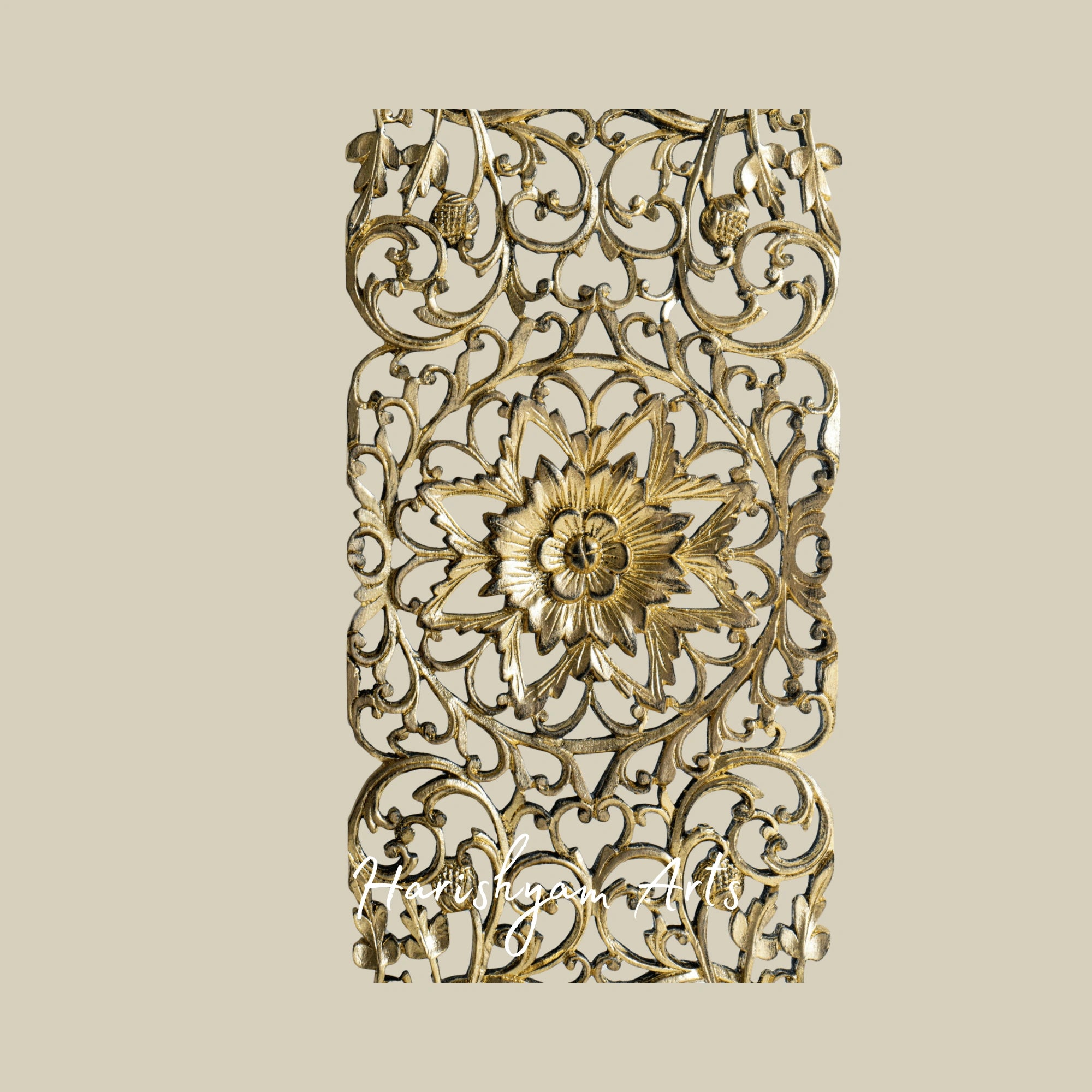 14" Solid Wood Wall Panel with Gold Leaf Gilding Luxury Decor