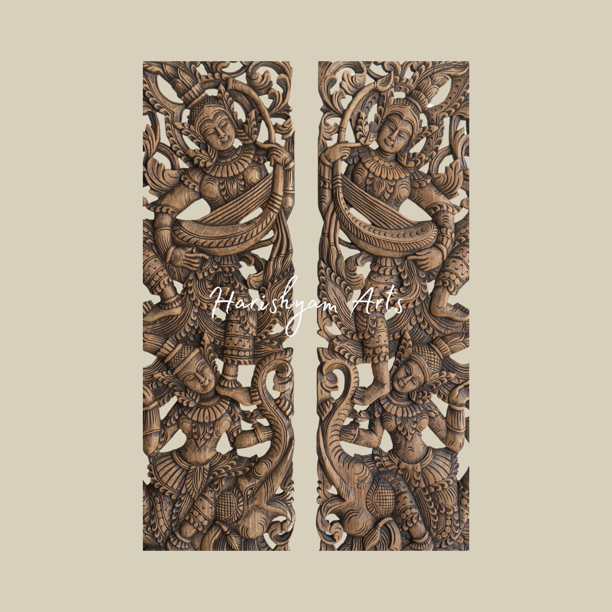 14" Authentic Wood Carving Wall Panels of the Angels
