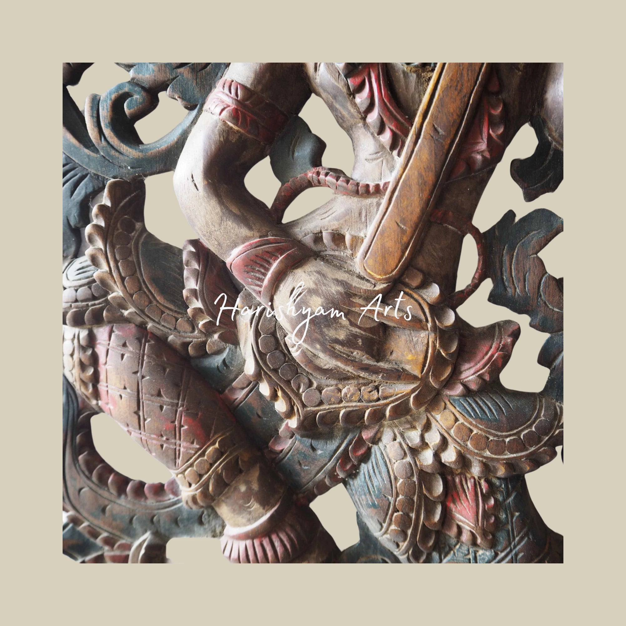 14" Handmade Tropical Wall Angel Carving Wooden Hanging1