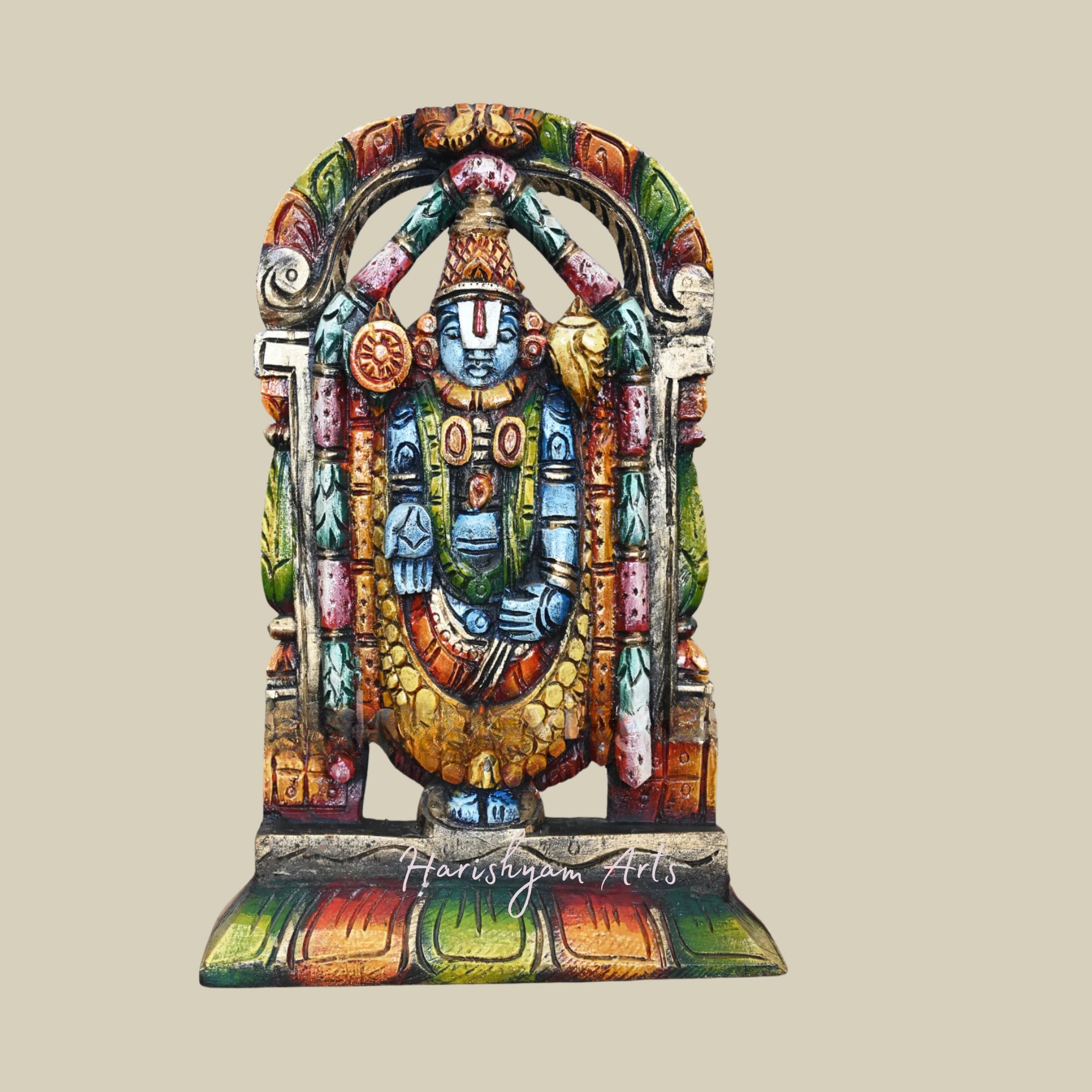 14" Wooden Tirupati Balaji Murti for Decoration
