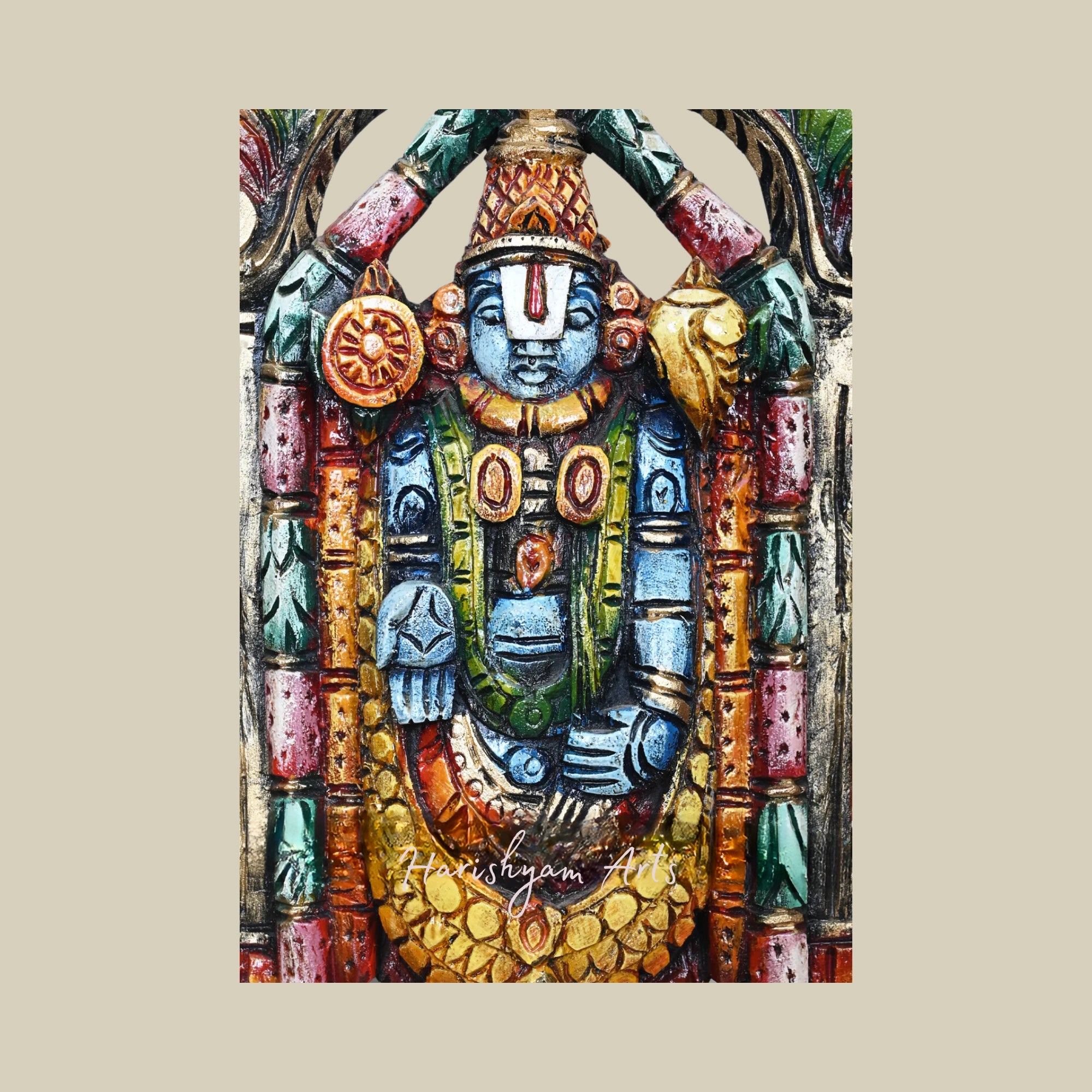 14" Wooden Tirupati Balaji Murti for Decoration1