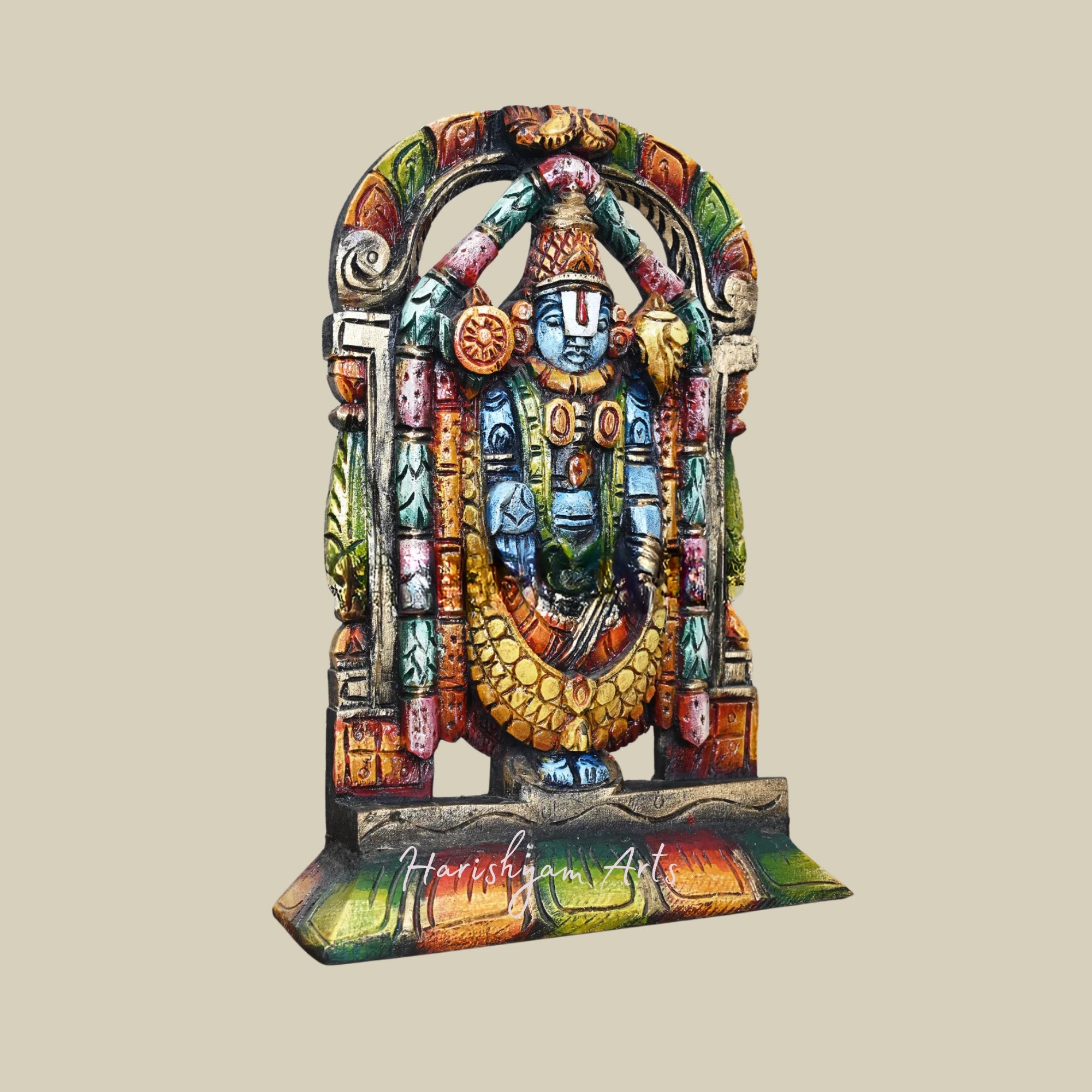 14" Wooden Tirupati Balaji Murti for Decoration3
