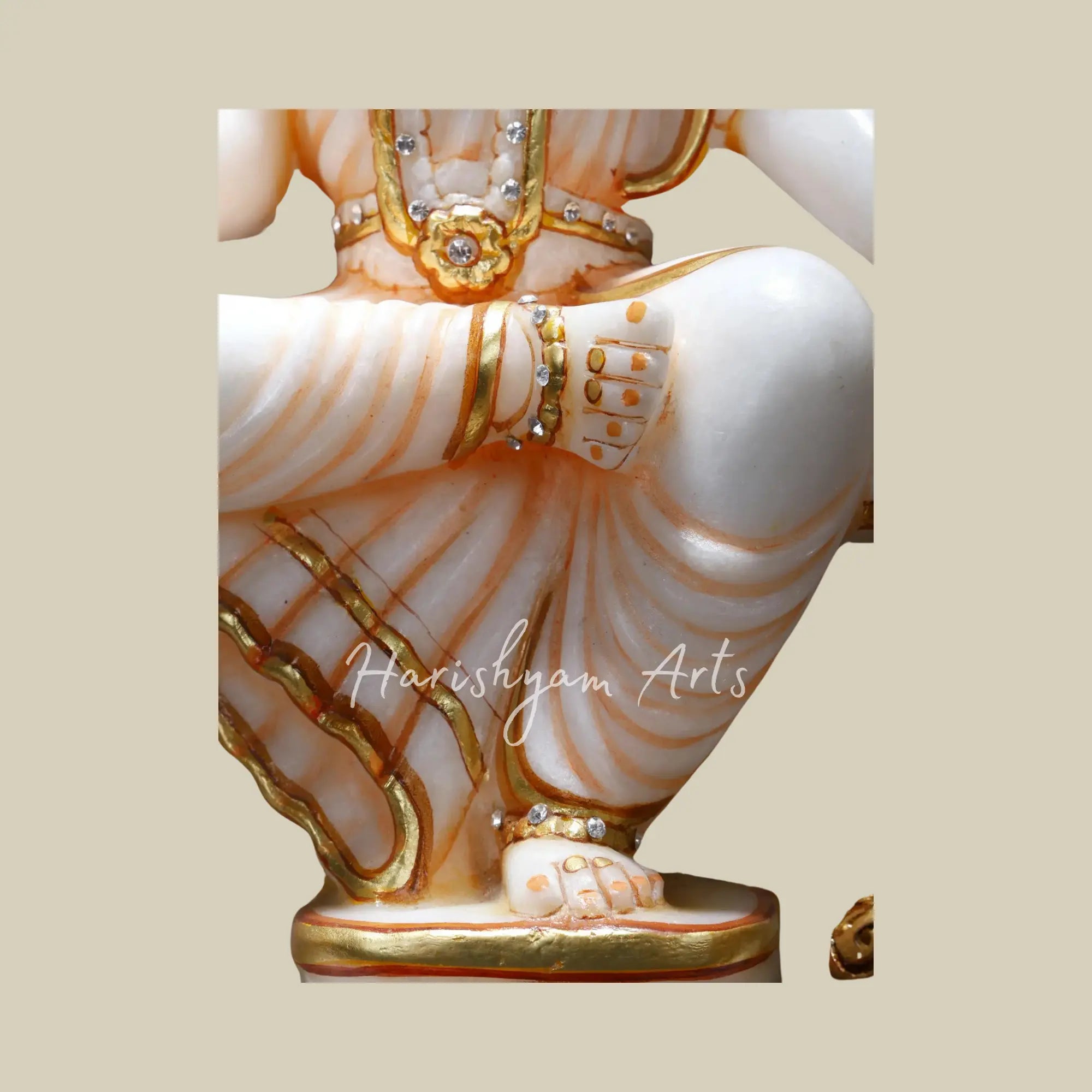 14" White Marble Deity of Eight Armed Durga Maa Seated on Throne