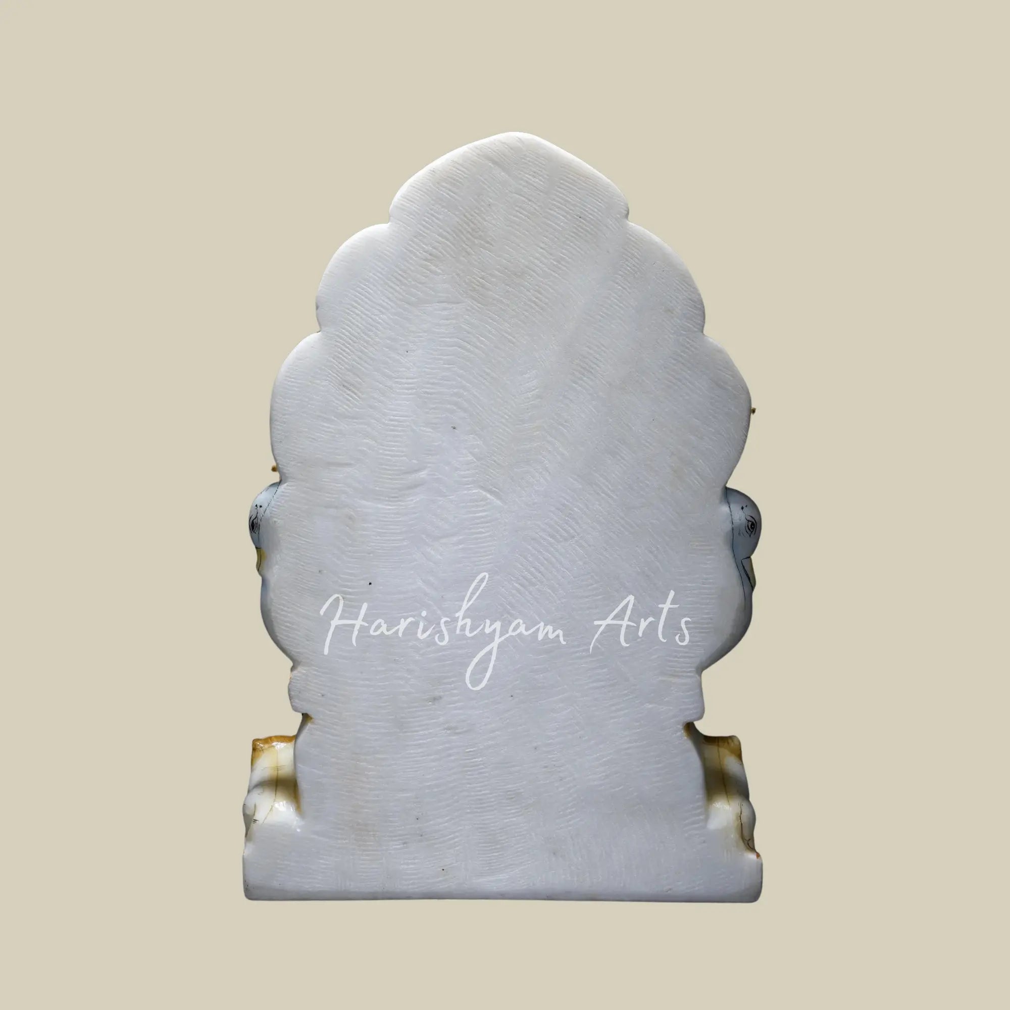 14" White Marble Deity of Eight Armed Durga Maa Seated on Throne