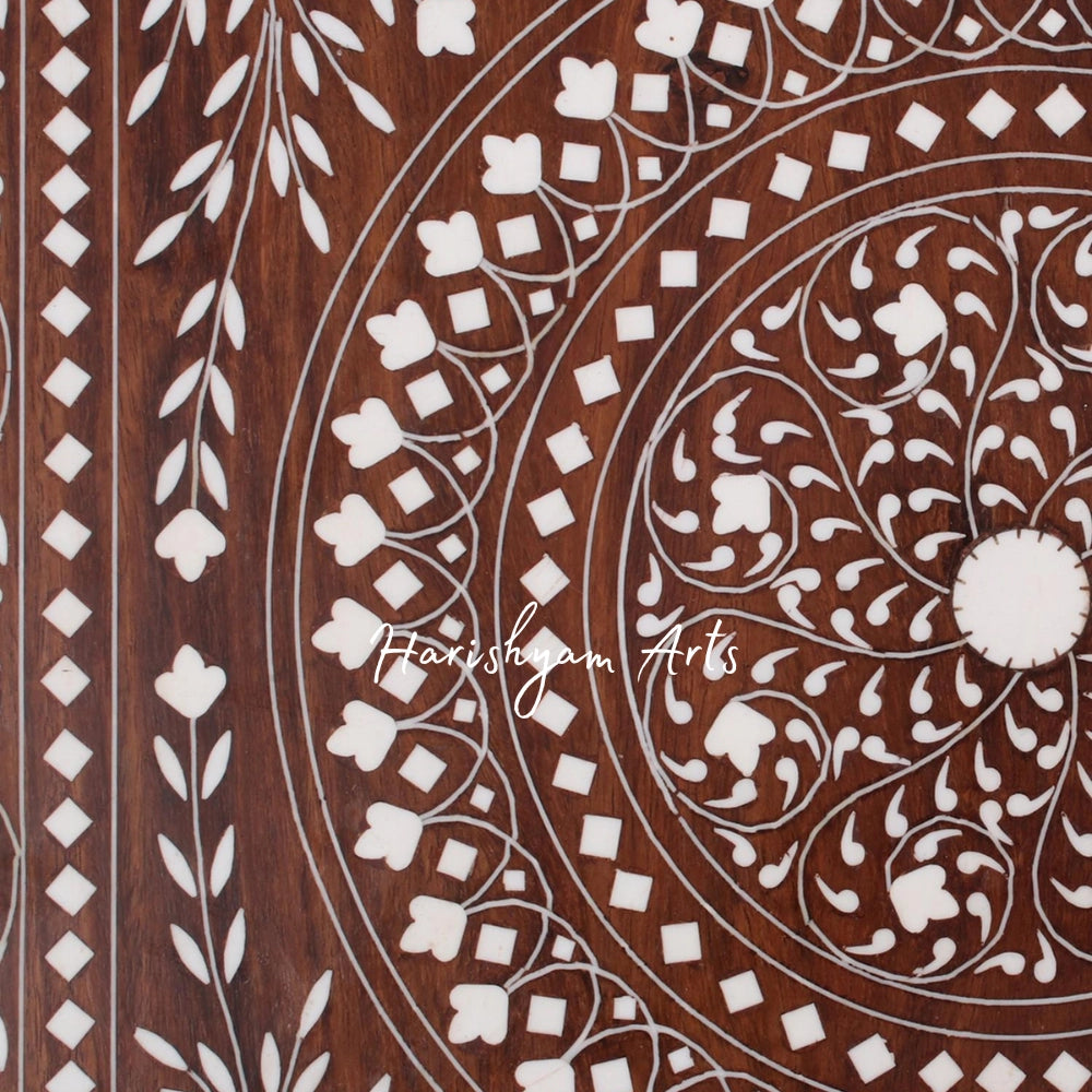 15" Beautiful Designer Puja Chowki In Wood
