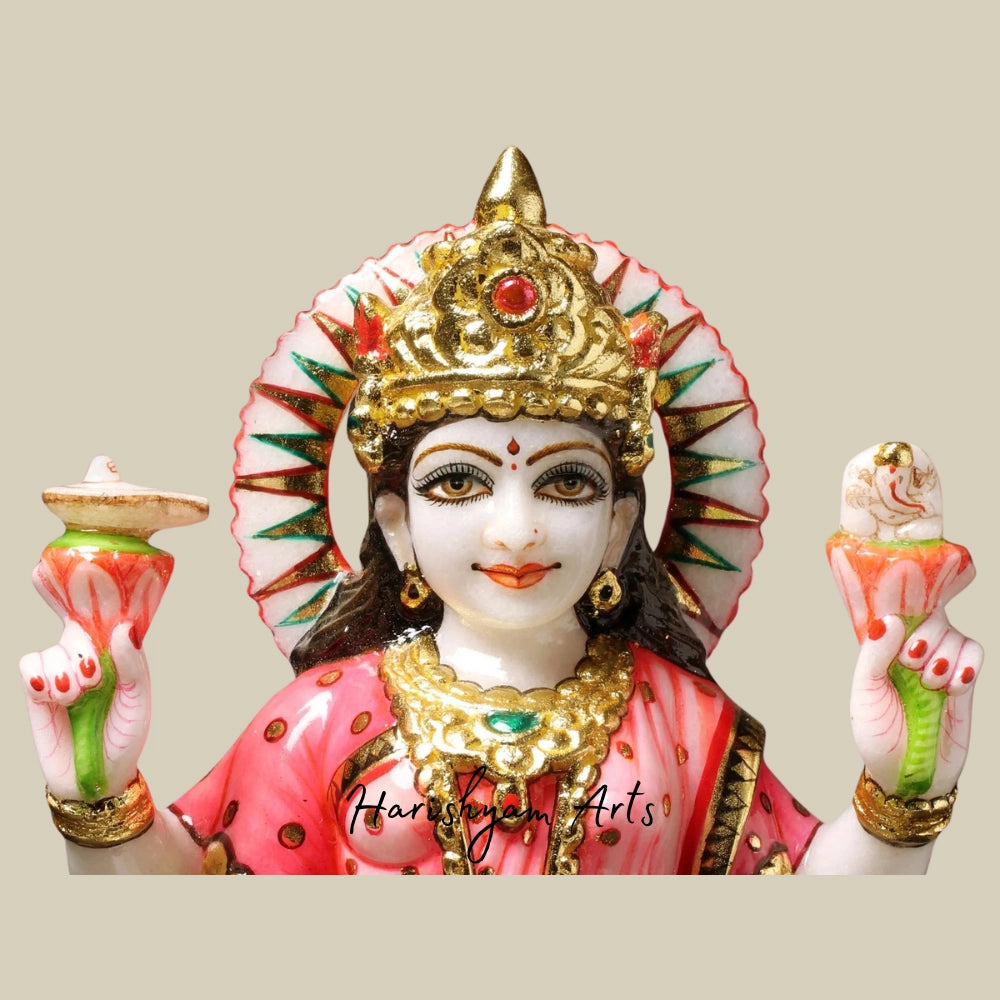 15" Devi Parvati, Tiger-skin Over Her Saree Statue in Marble