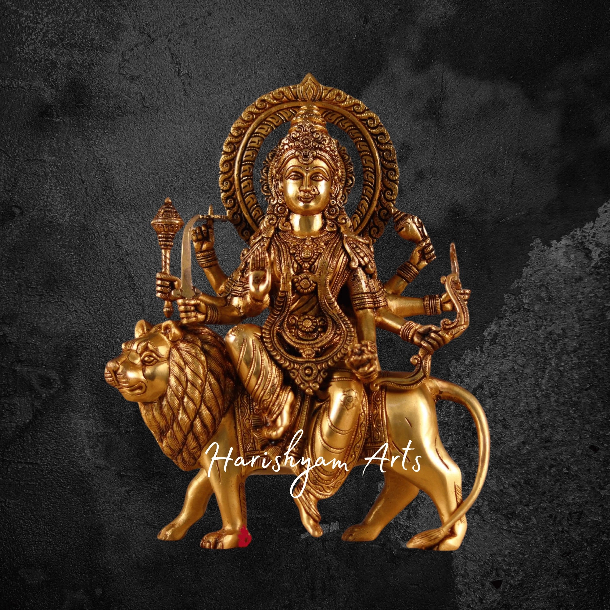 15" Antique Brass Goddess Durga Murti for Pooja