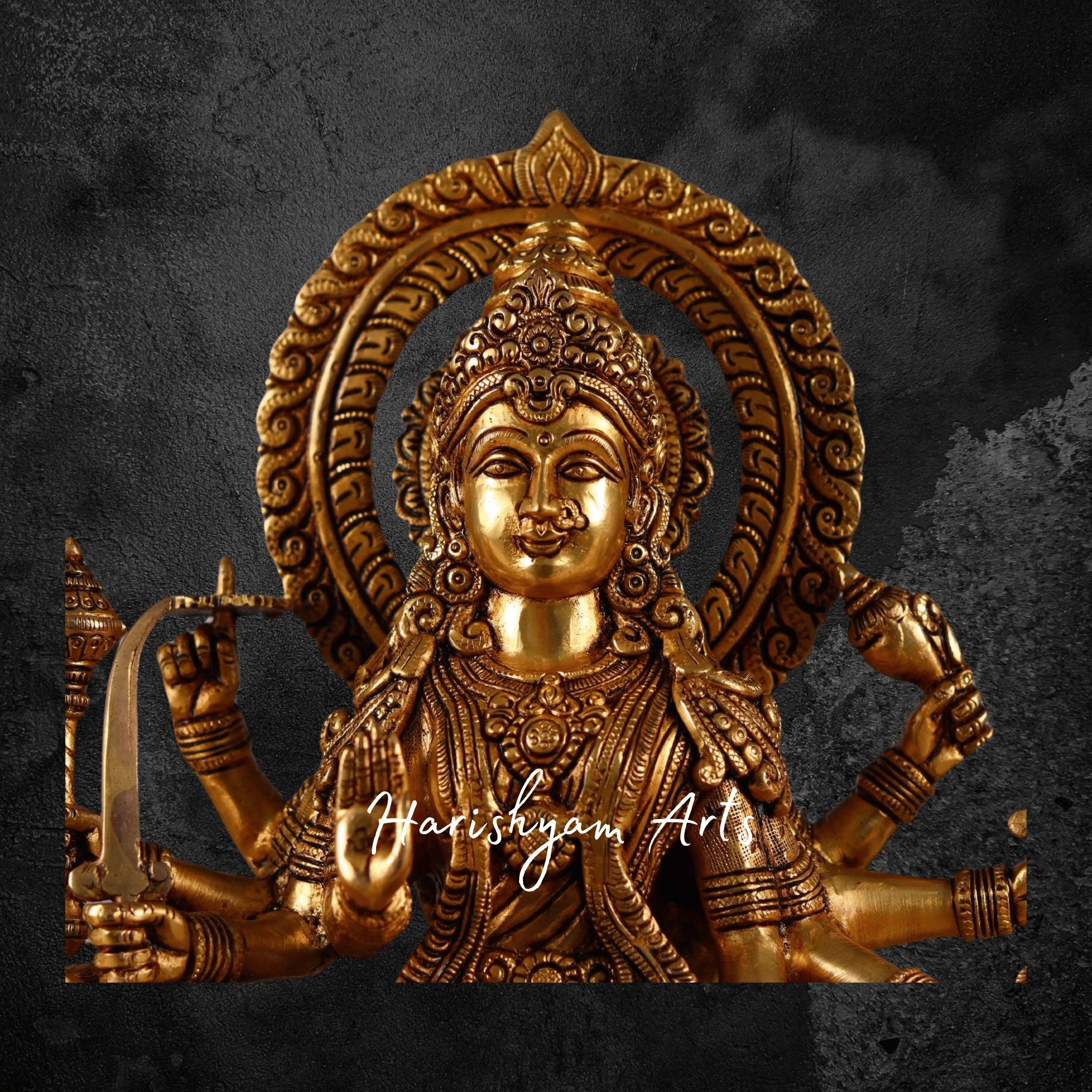 15" Antique Brass Goddess Durga Murti for Pooja
