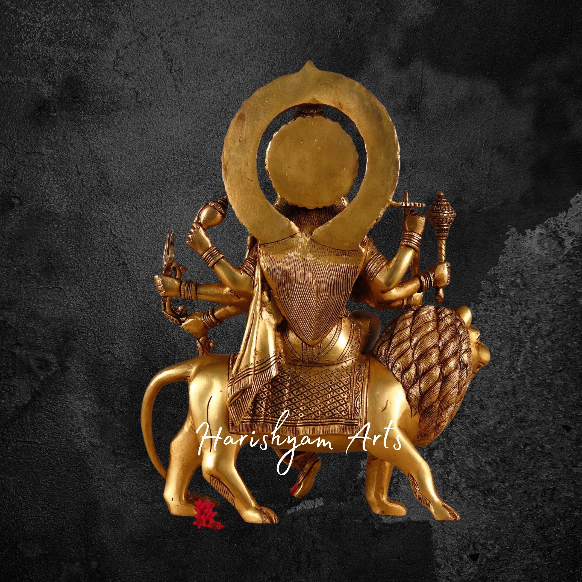 15" Antique Brass Goddess Durga Murti for Pooja