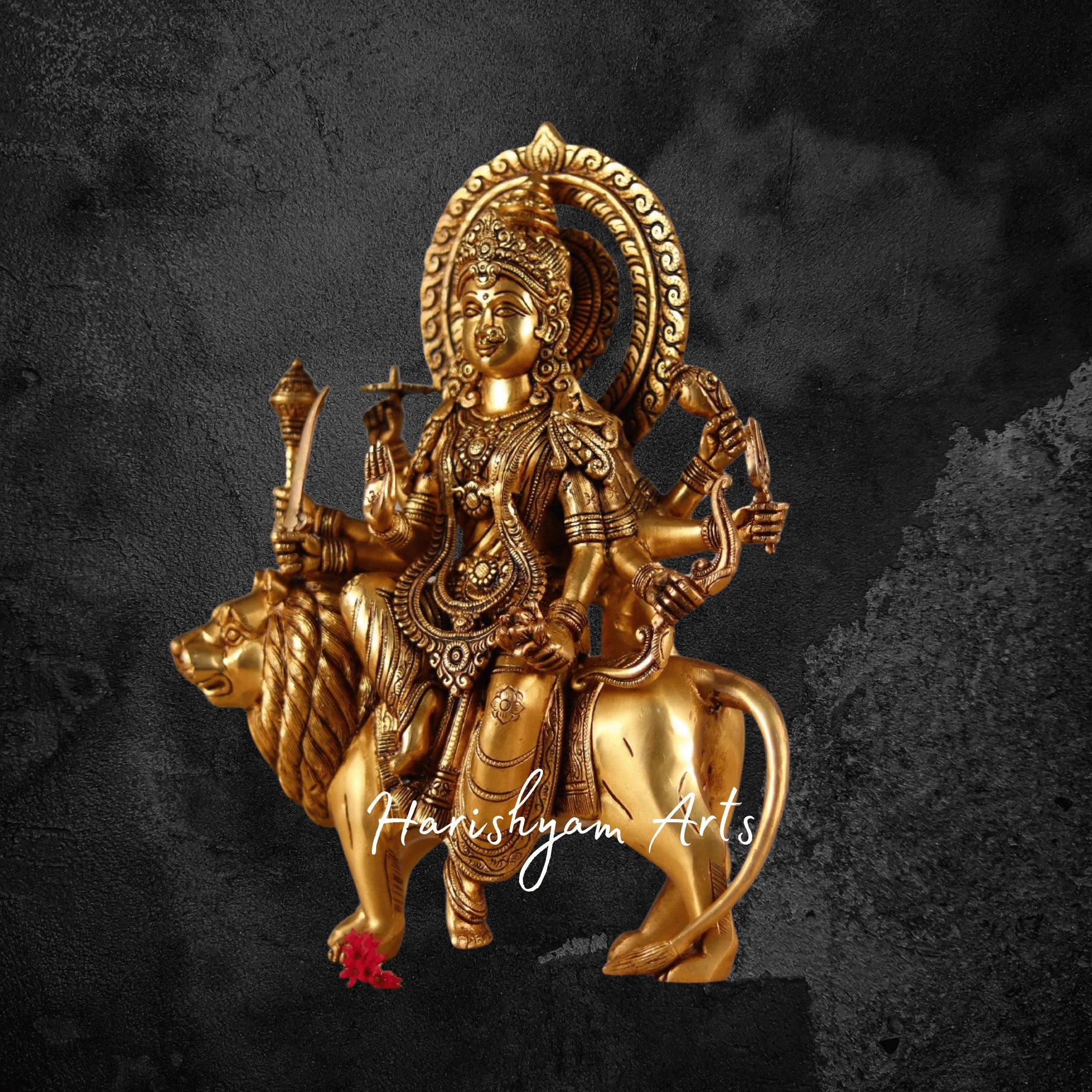 15" Antique Brass Goddess Durga Murti for Pooja