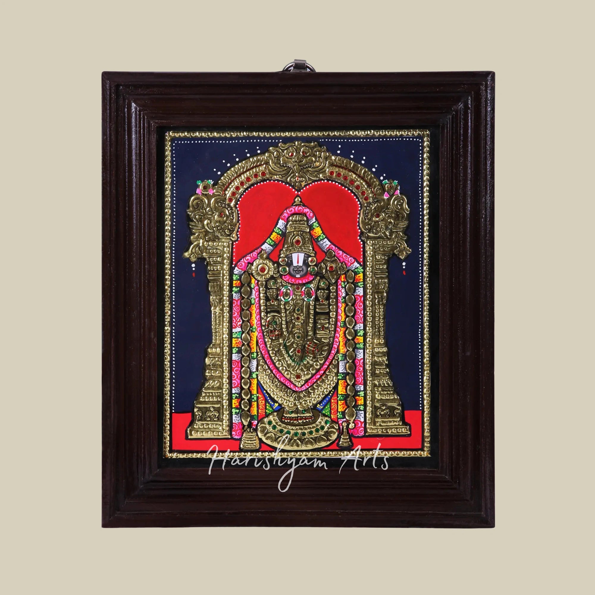 15" Divine Lord Tirupati Balaji Tanjore Painting for Home and Temple Décor