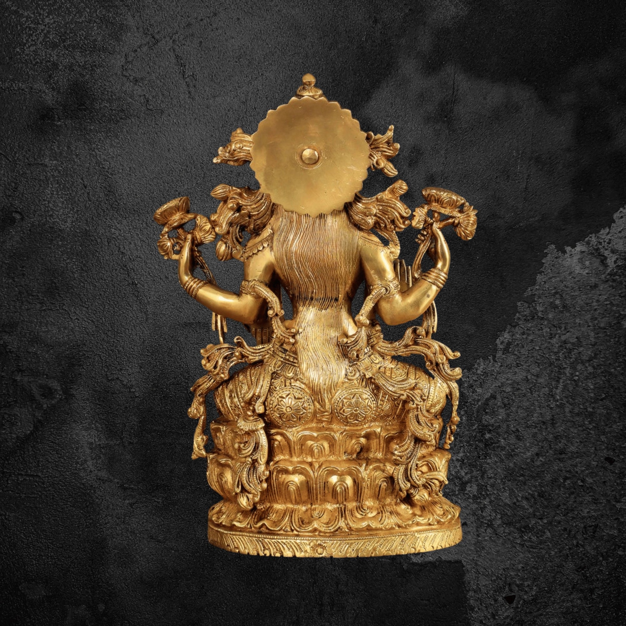 15" Large Brass Laxmi Statue with a Lustrous Golden Tone Finish