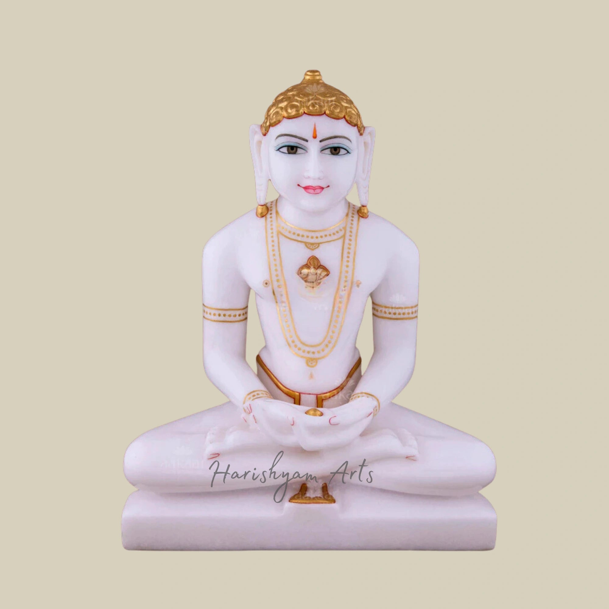 15" Marble Jain Murti of Mahavir Swami for Pooja Room