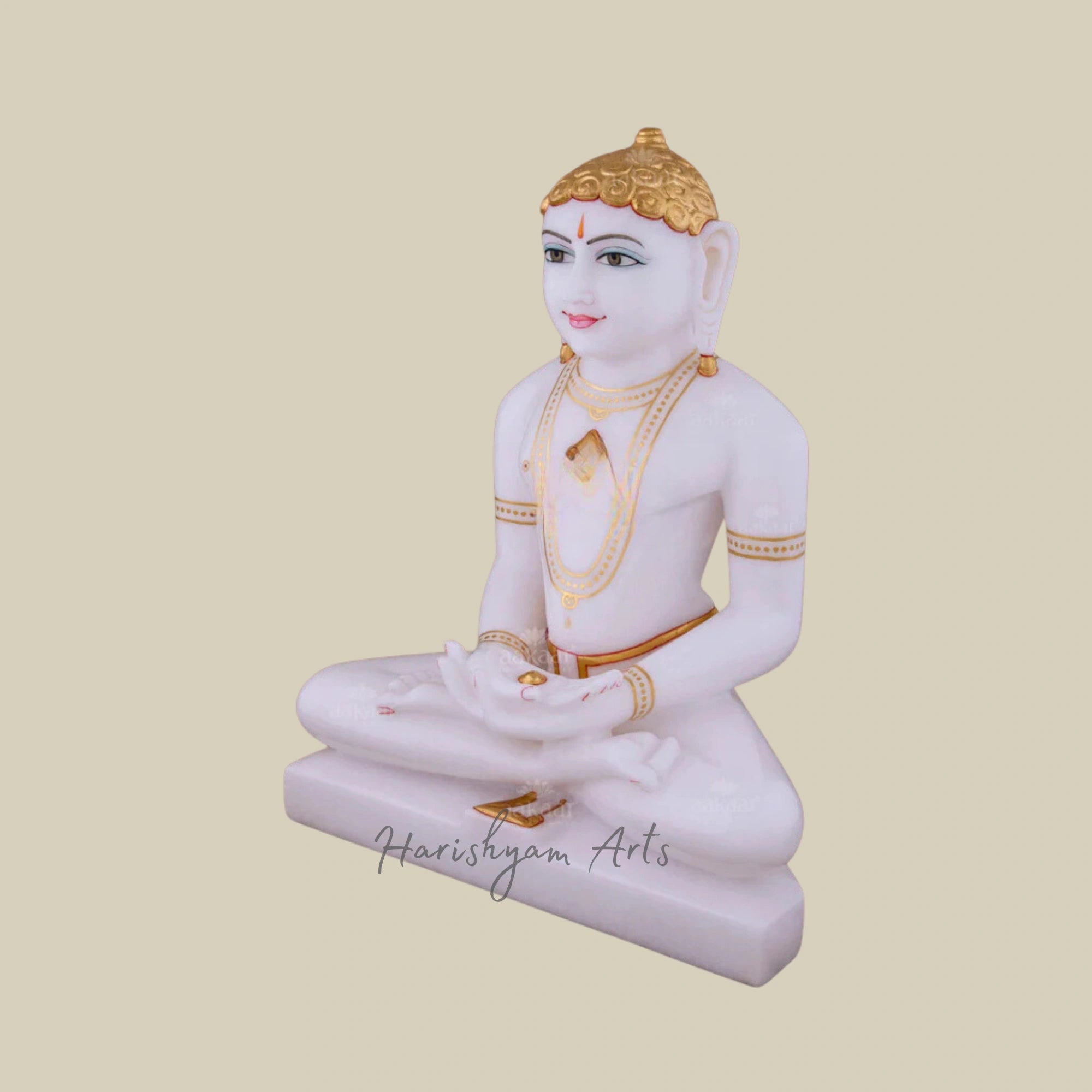15" Marble Jain Murti of Mahavir Swami for Pooja Room1