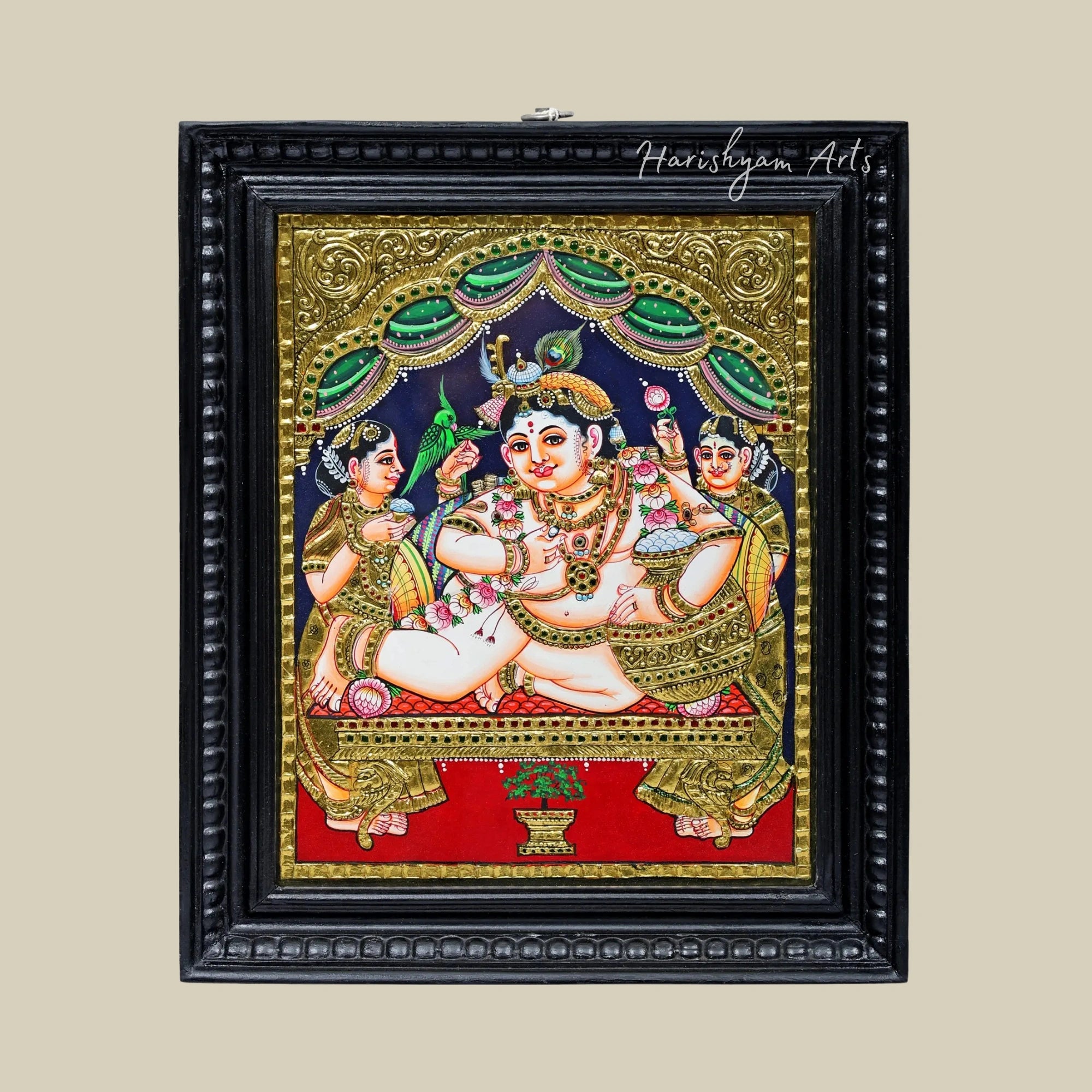 15" Navaneeta Krishna Traditional Tanjore Painting