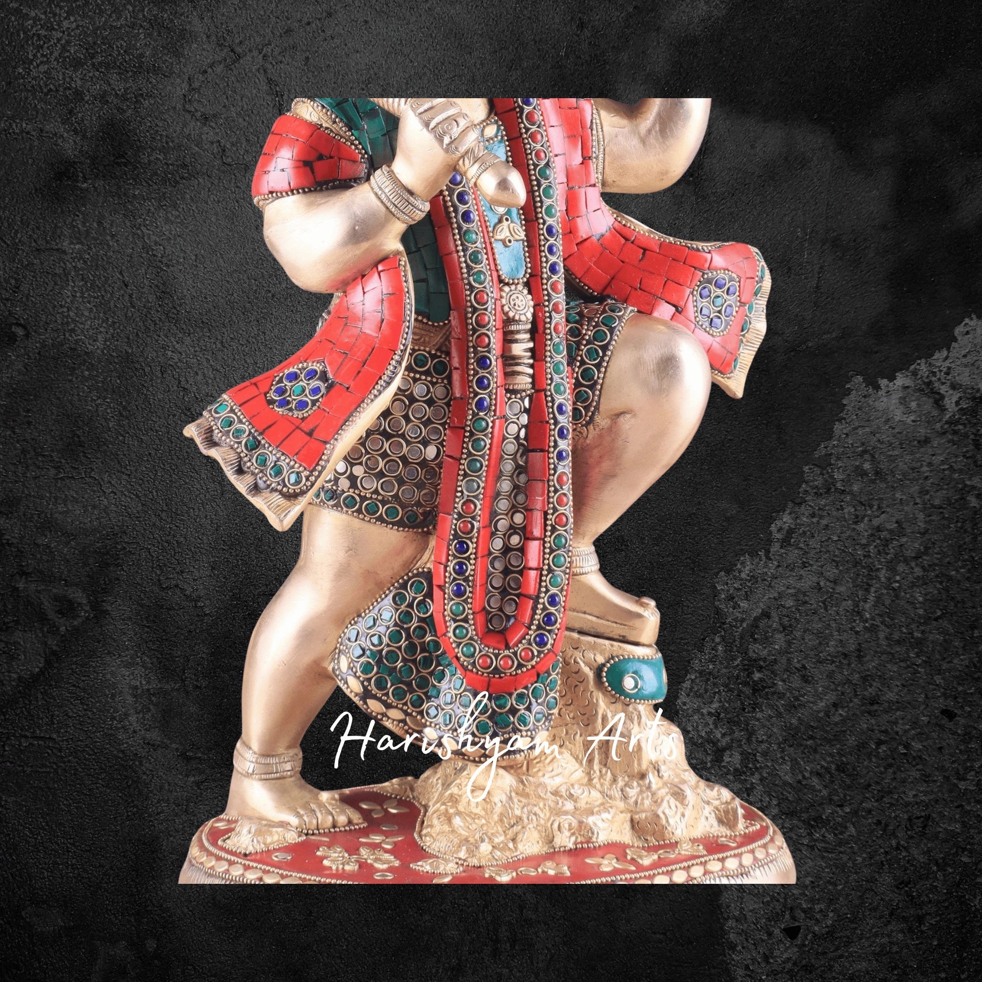 15" Pure Brass Sanjeevani Hanuman Idol Depicting Strength and Devotion