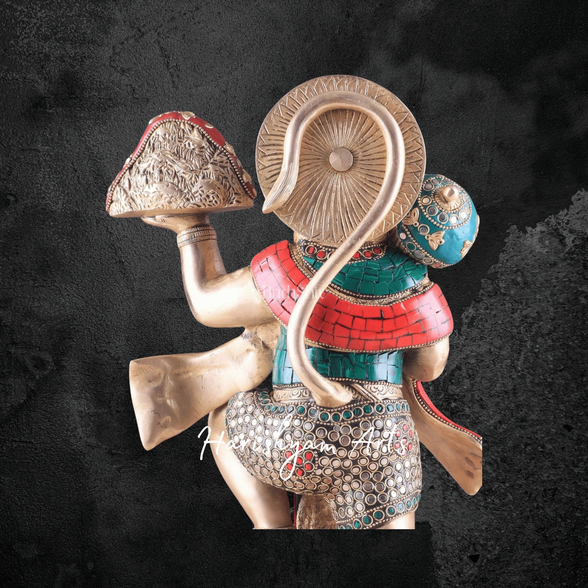 15" Pure Brass Sanjeevani Hanuman Idol Depicting Strength and Devotion