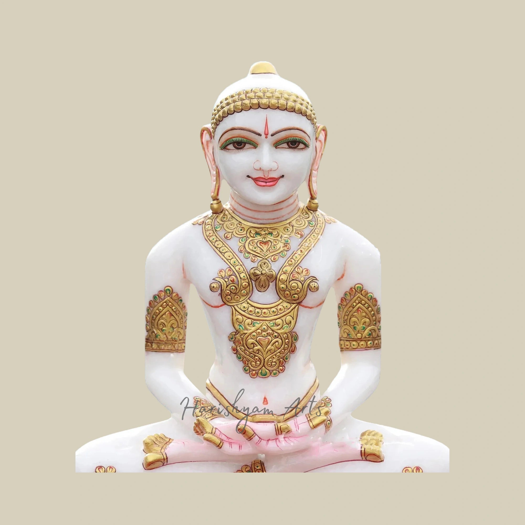 15" Pure White Marble Mahavir Jain Idol for Temples1