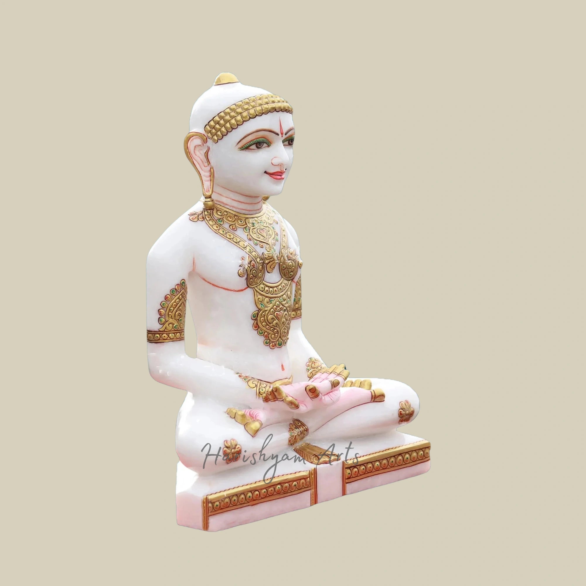 15" Pure White Marble Mahavir Jain Idol for Temples2