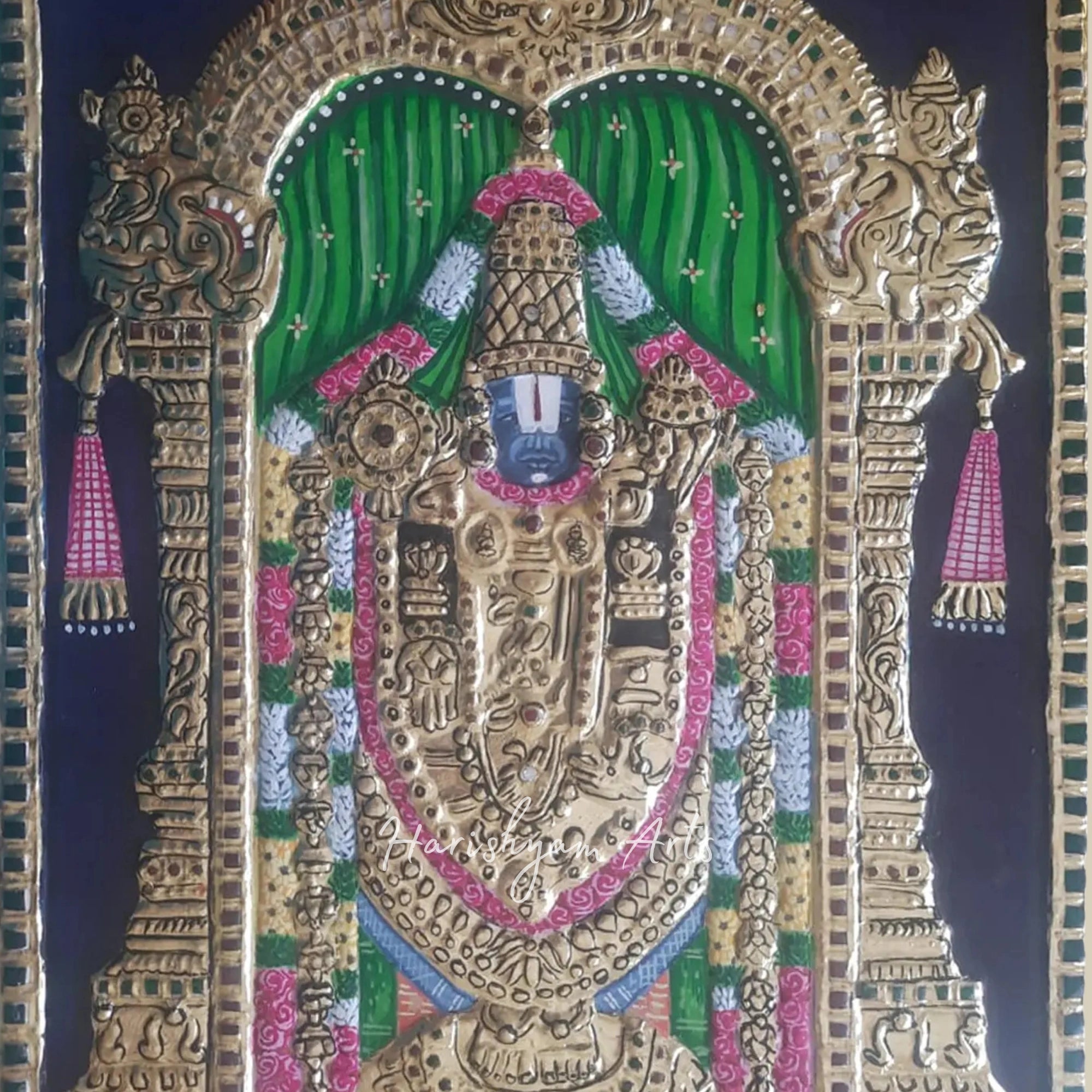 15" Sacred Lord Balaji Tanjore Painting with Intricate Craftsmanship
