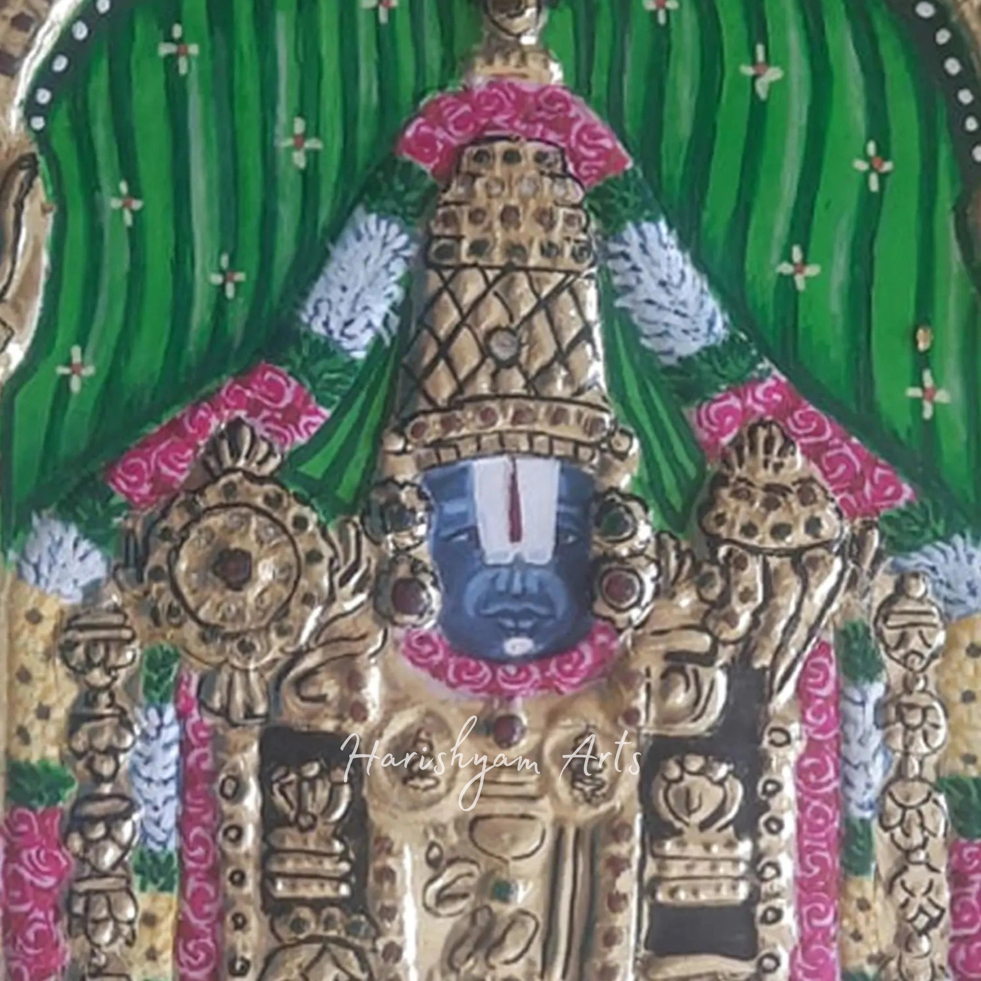 15" Sacred Lord Balaji Tanjore Painting with Intricate Craftsmanship