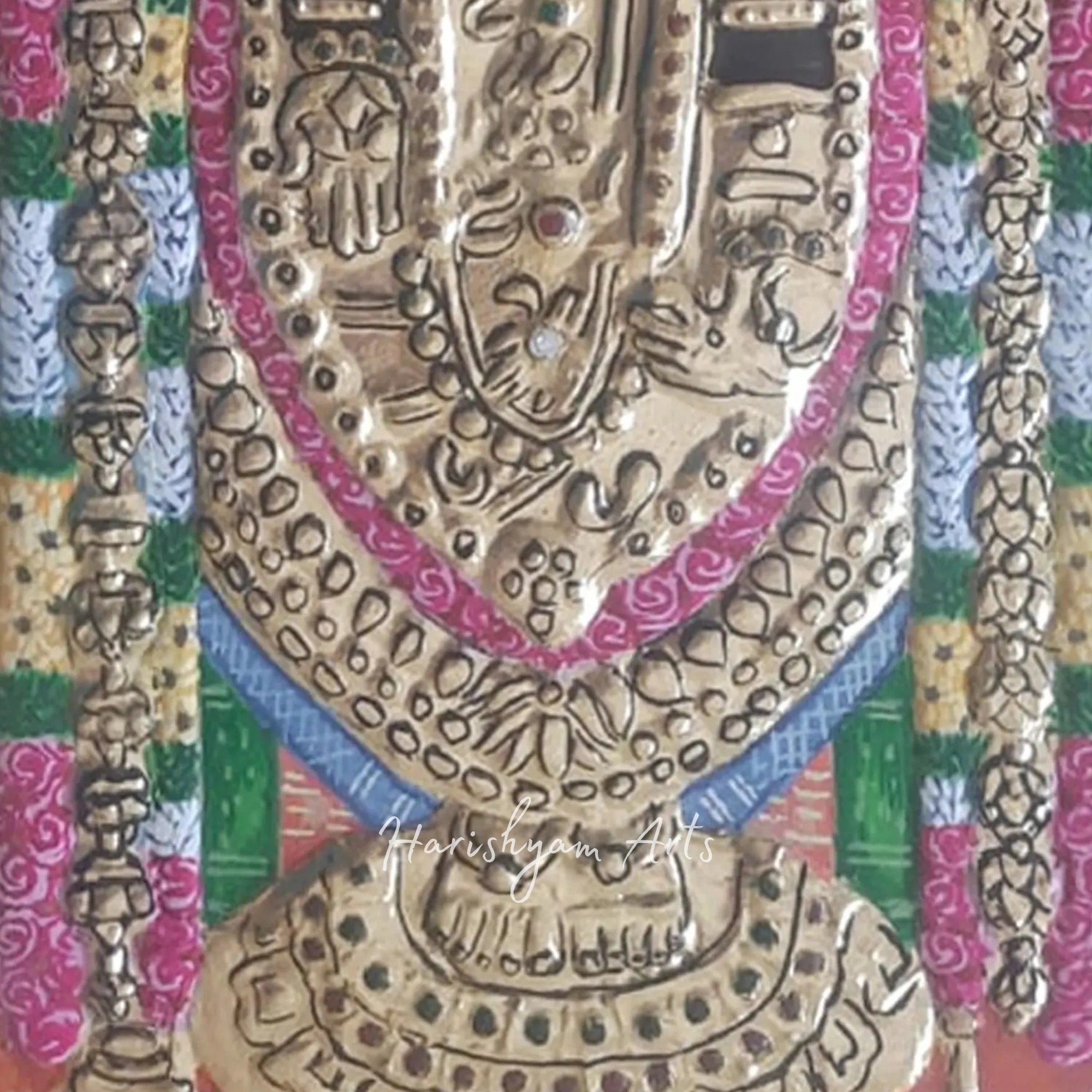 15" Sacred Lord Balaji Tanjore Painting with Intricate Craftsmanship