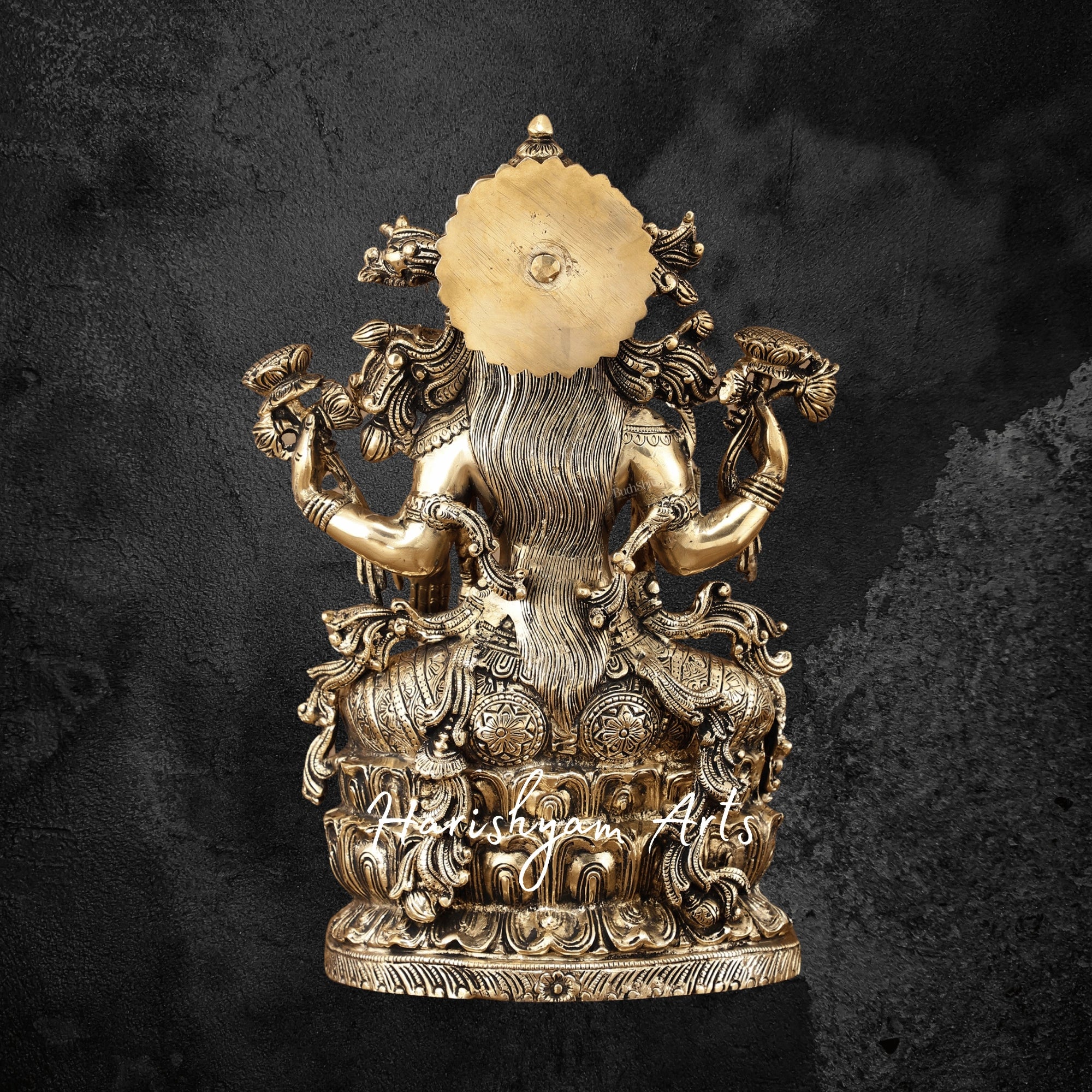 15" Superfine Brass Lakshmi Devi Murti with Enhanced Carvings