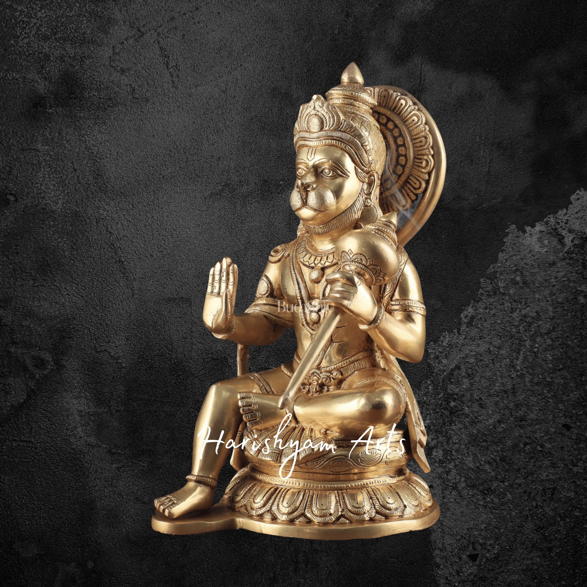 15" Superfine Pure Brass Large Hanuman Ji Statue Majestic Hanuman Murti