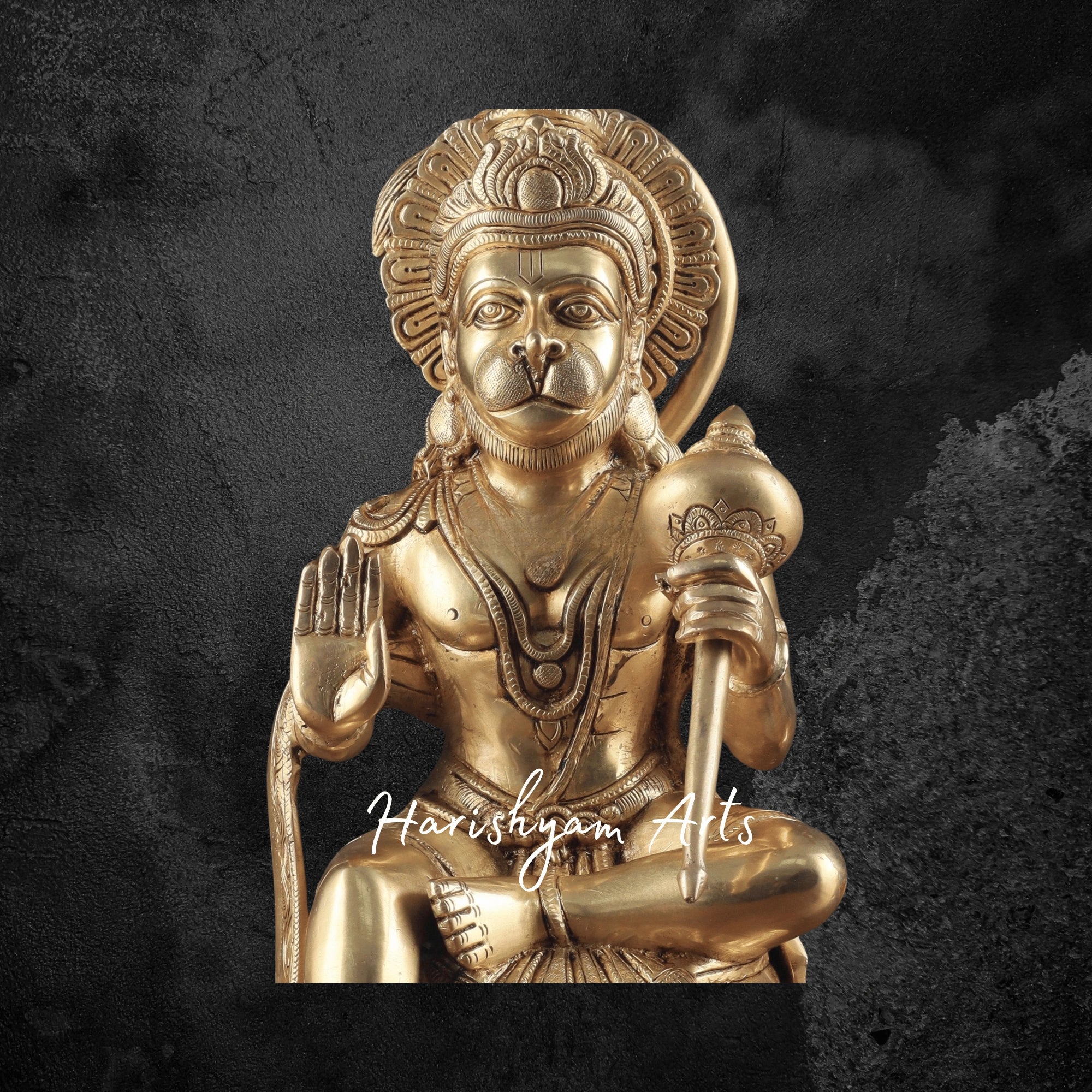 15" Superfine Pure Brass Large Hanuman Ji Statue Majestic Hanuman Murti