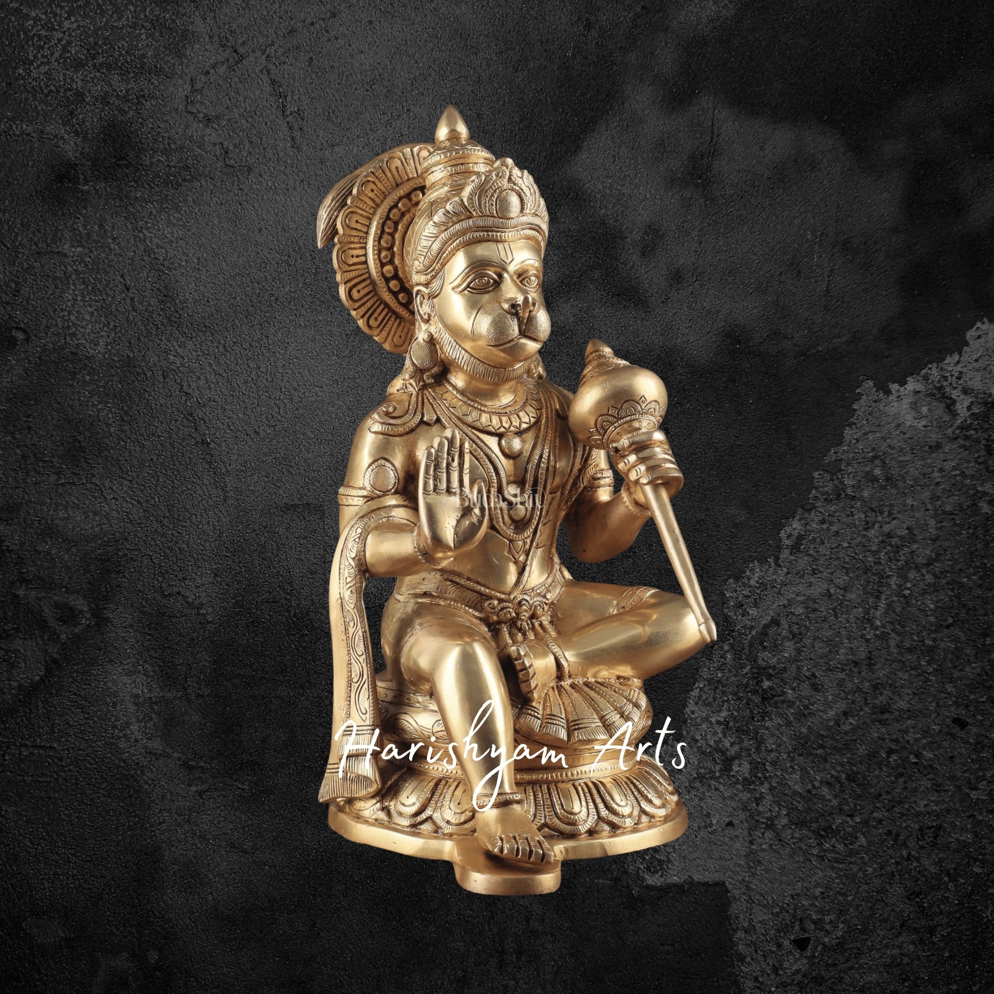 15" Superfine Pure Brass Large Hanuman Ji Statue Majestic Hanuman Murti