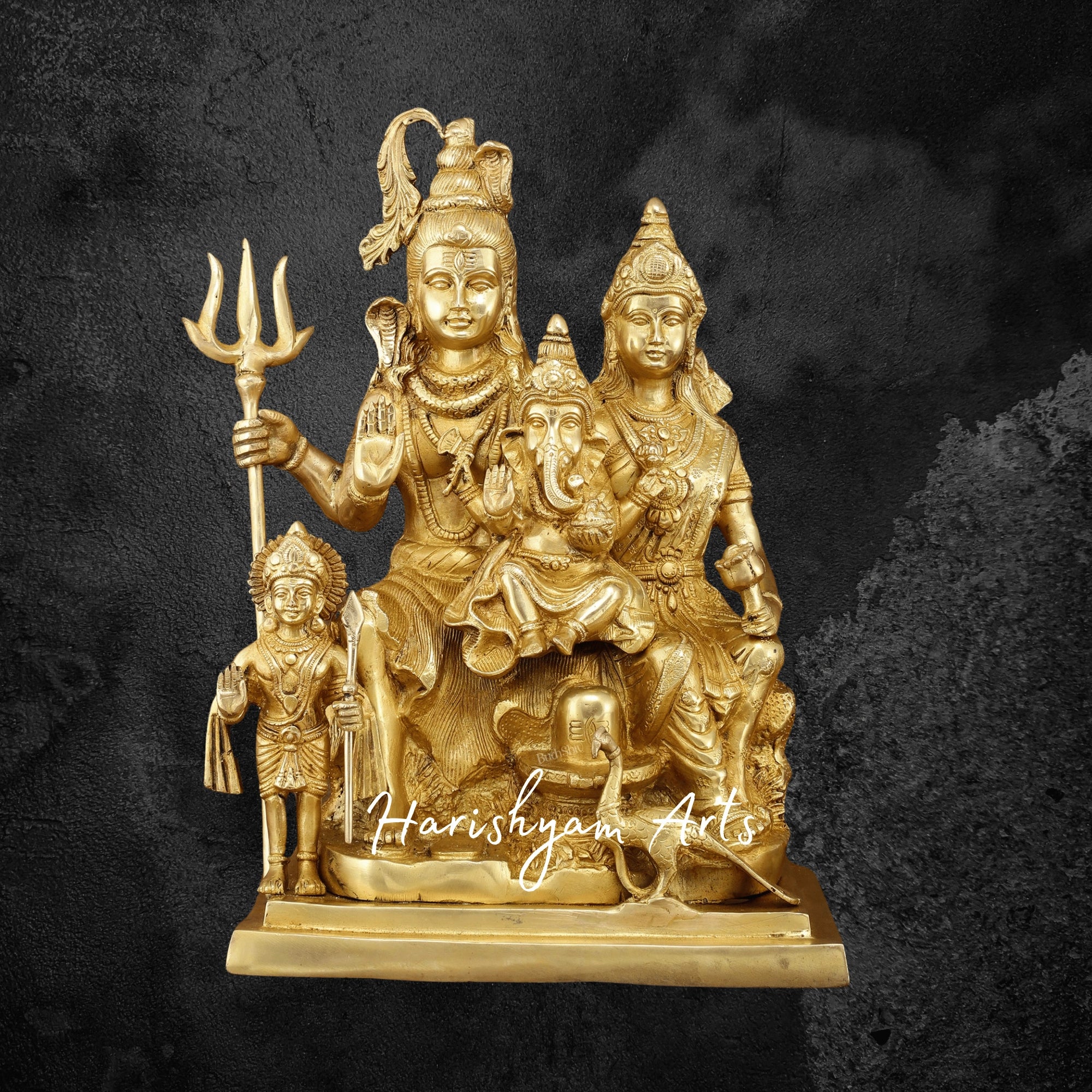 15" Traditional Brass Shiv Parivar Murti for Home and Temple