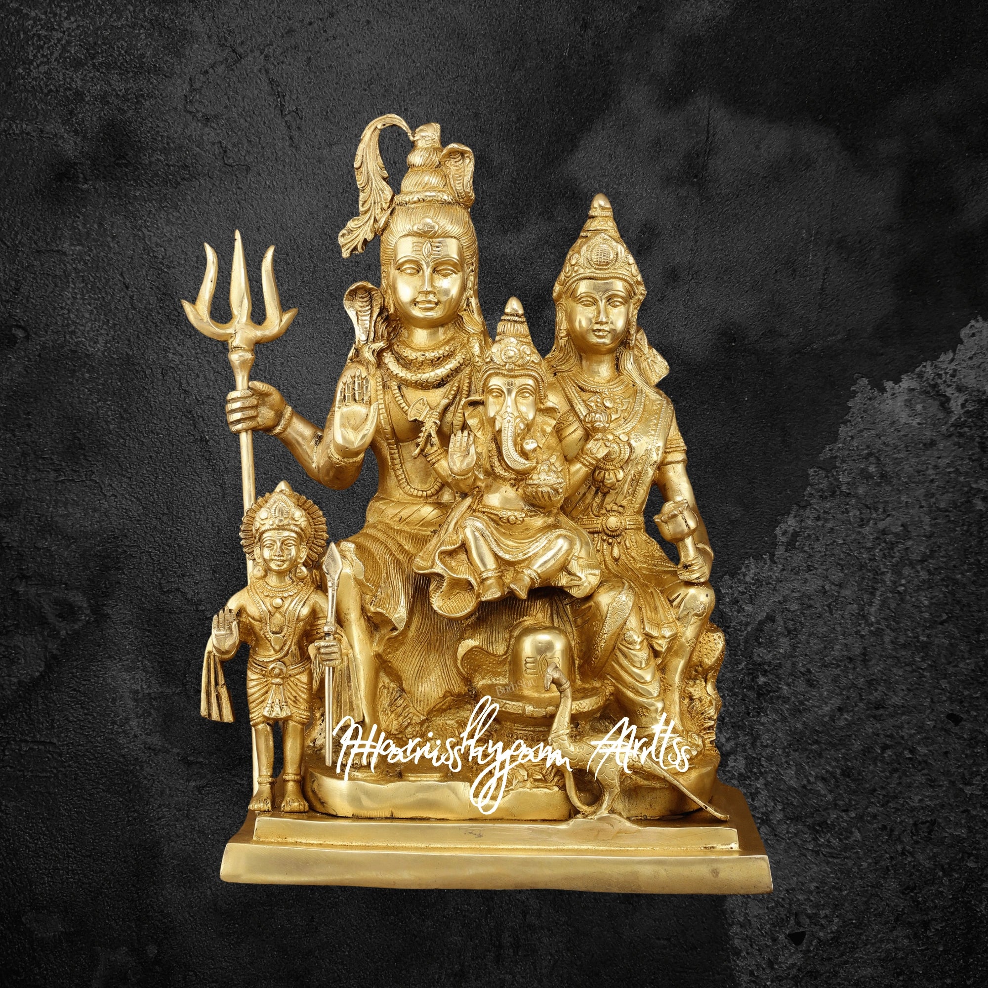 15" Traditional Brass Shiv Parivar Murti for Home and Temple