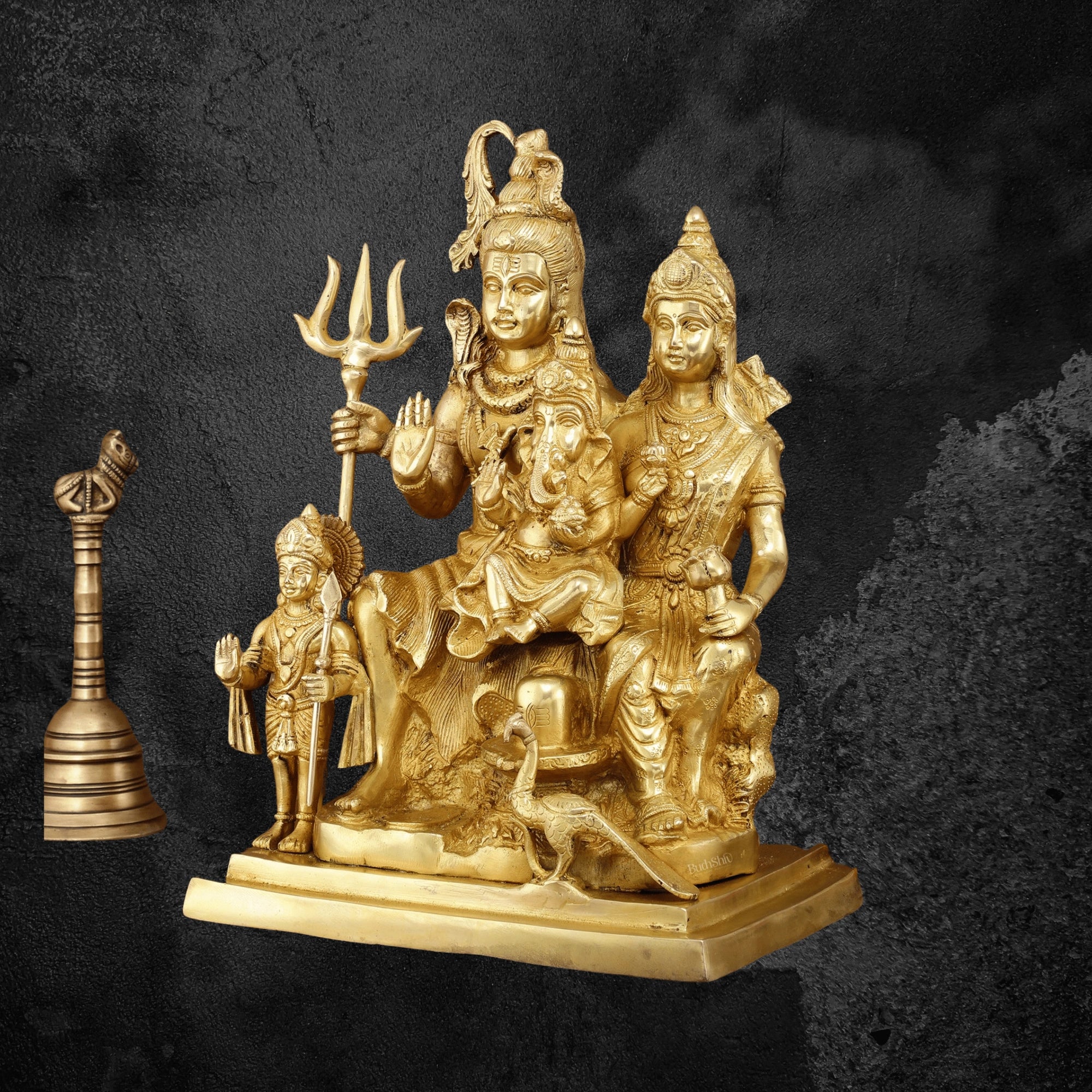 15" Traditional Brass Shiv Parivar Murti for Home and Temple