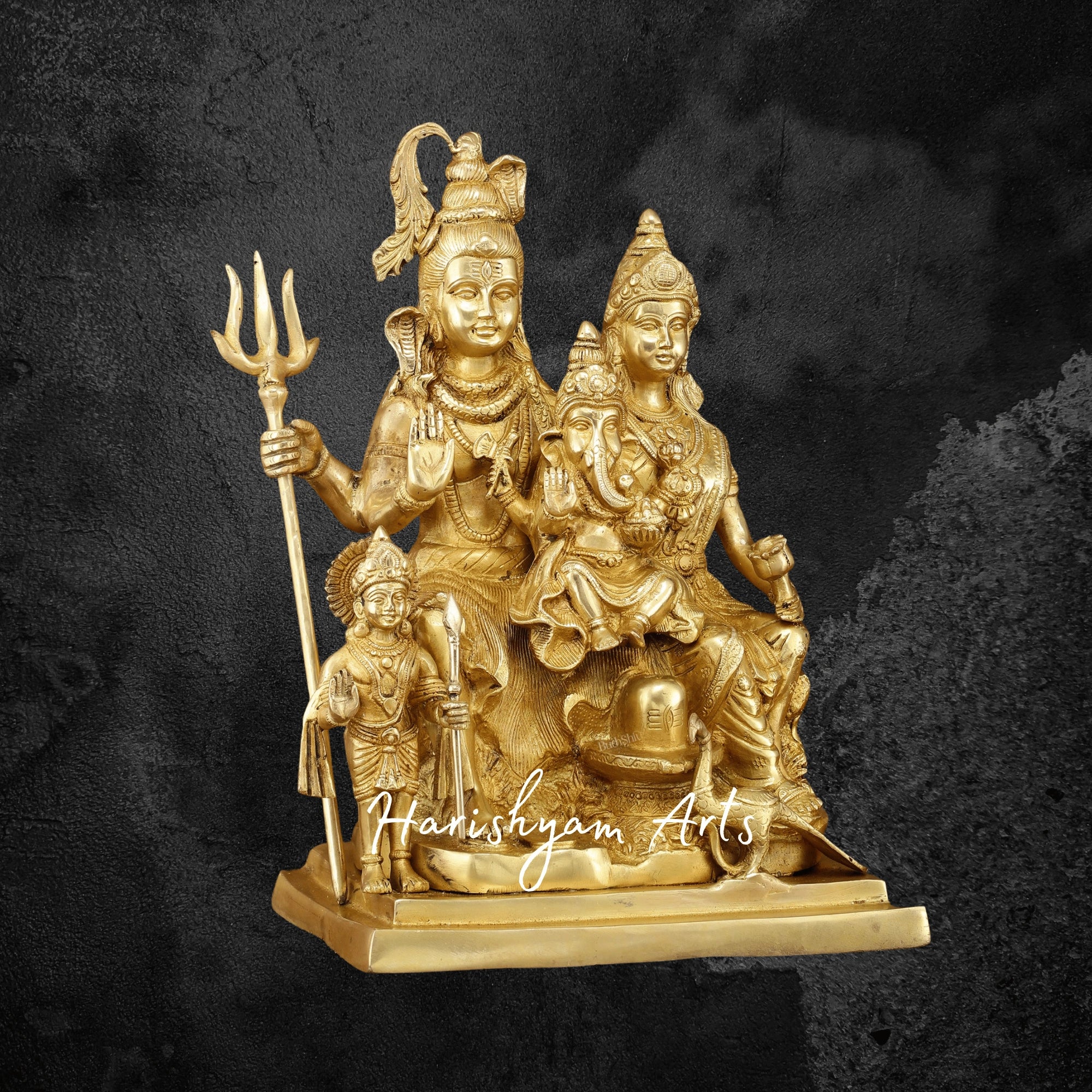 15" Traditional Brass Shiv Parivar Murti for Home and Temple