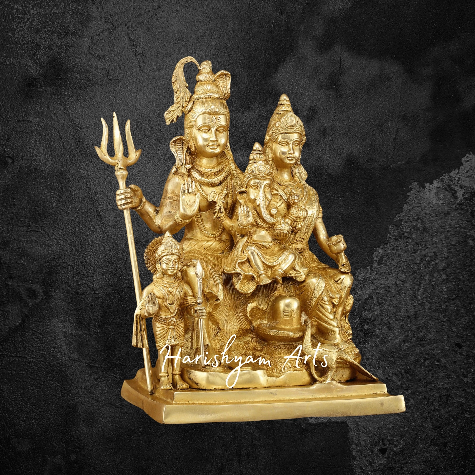 15" Traditional Brass Shiv Parivar Murti for Home and Temple