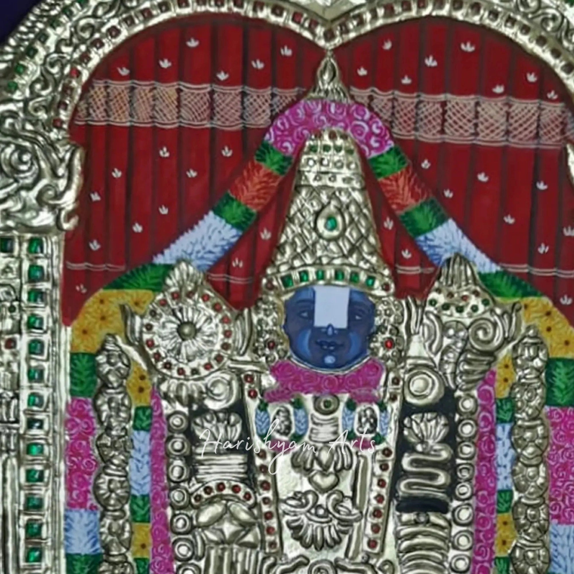 15" Traditional Tirupati Balaji Tanjore Painting with 22K Gold Highlights