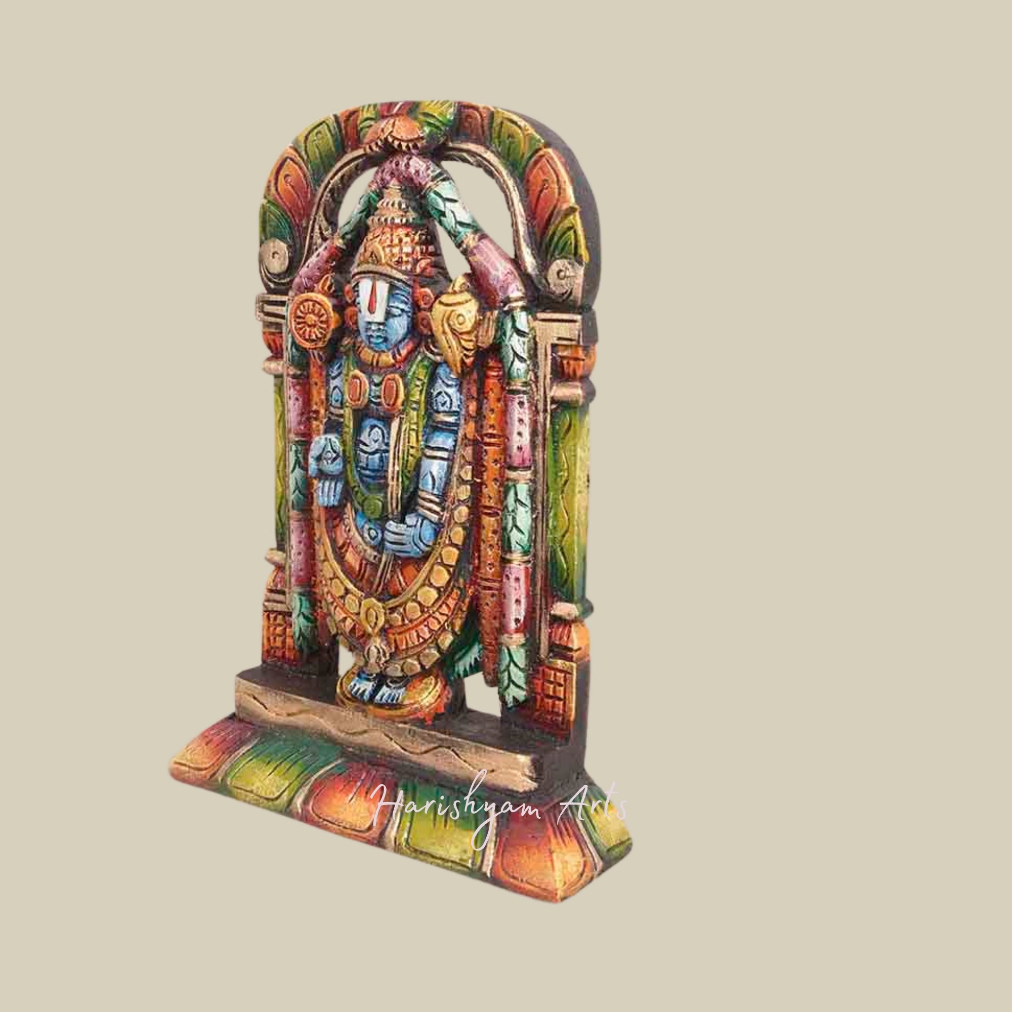 15" Lord Venkateswara Coloured Wooden Statue for Mandir1