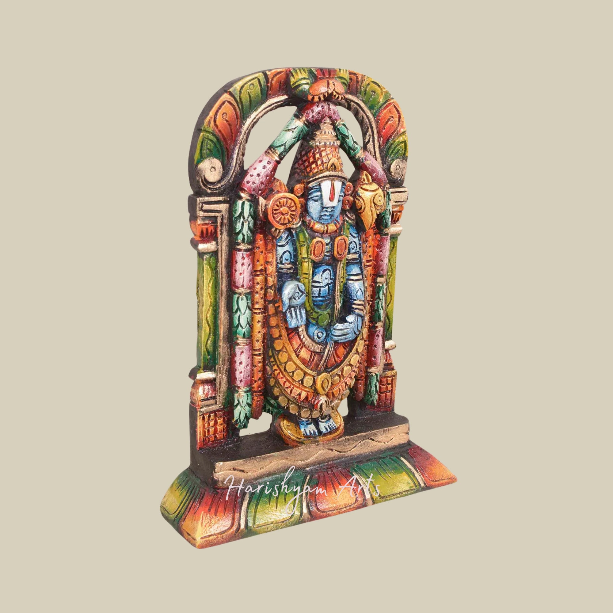 15" Lord Venkateswara Coloured Wooden Statue for Mandir2