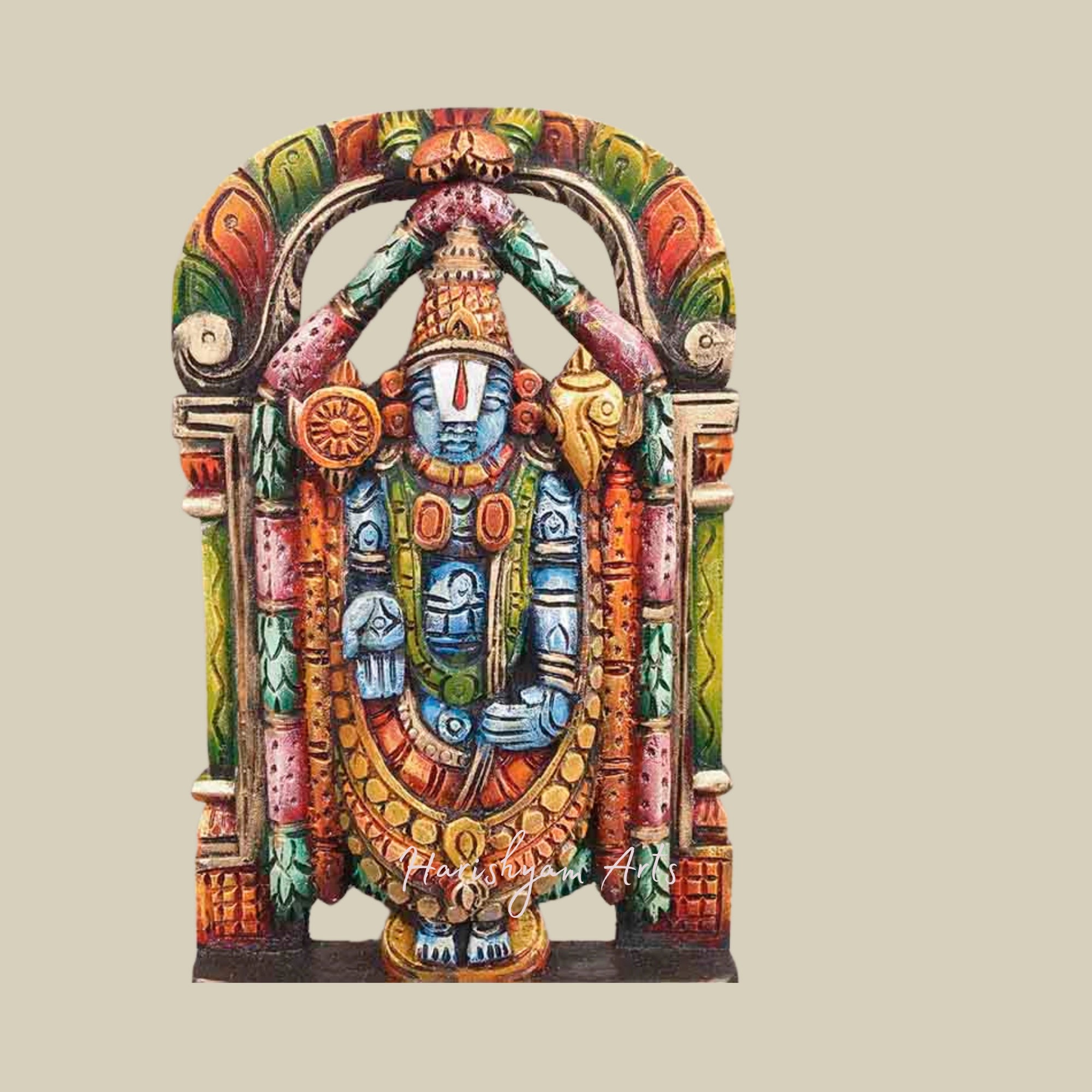 15" Lord Venkateswara Coloured Wooden Statue for Mandir4