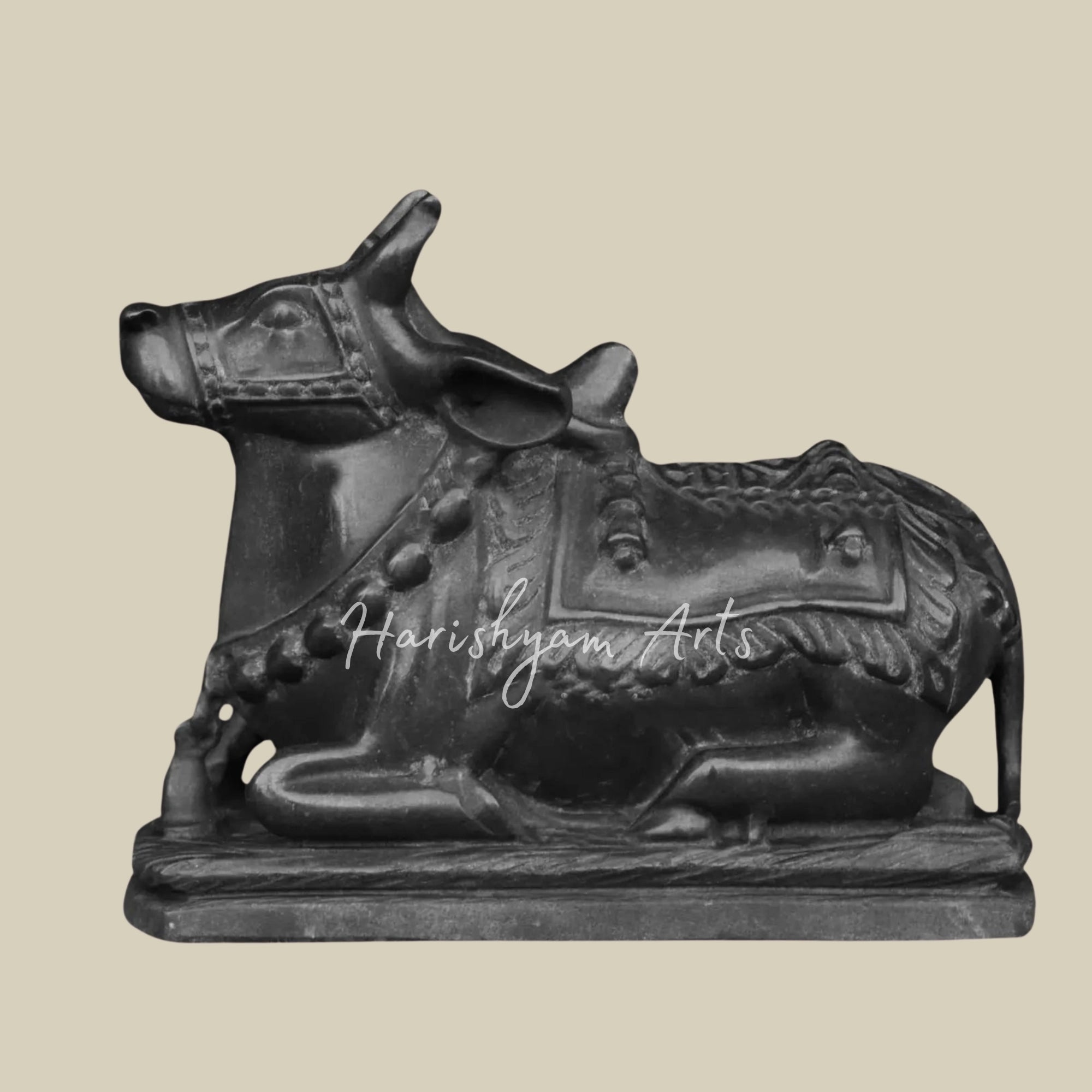 15 inches Black Marble Nandi Statue3