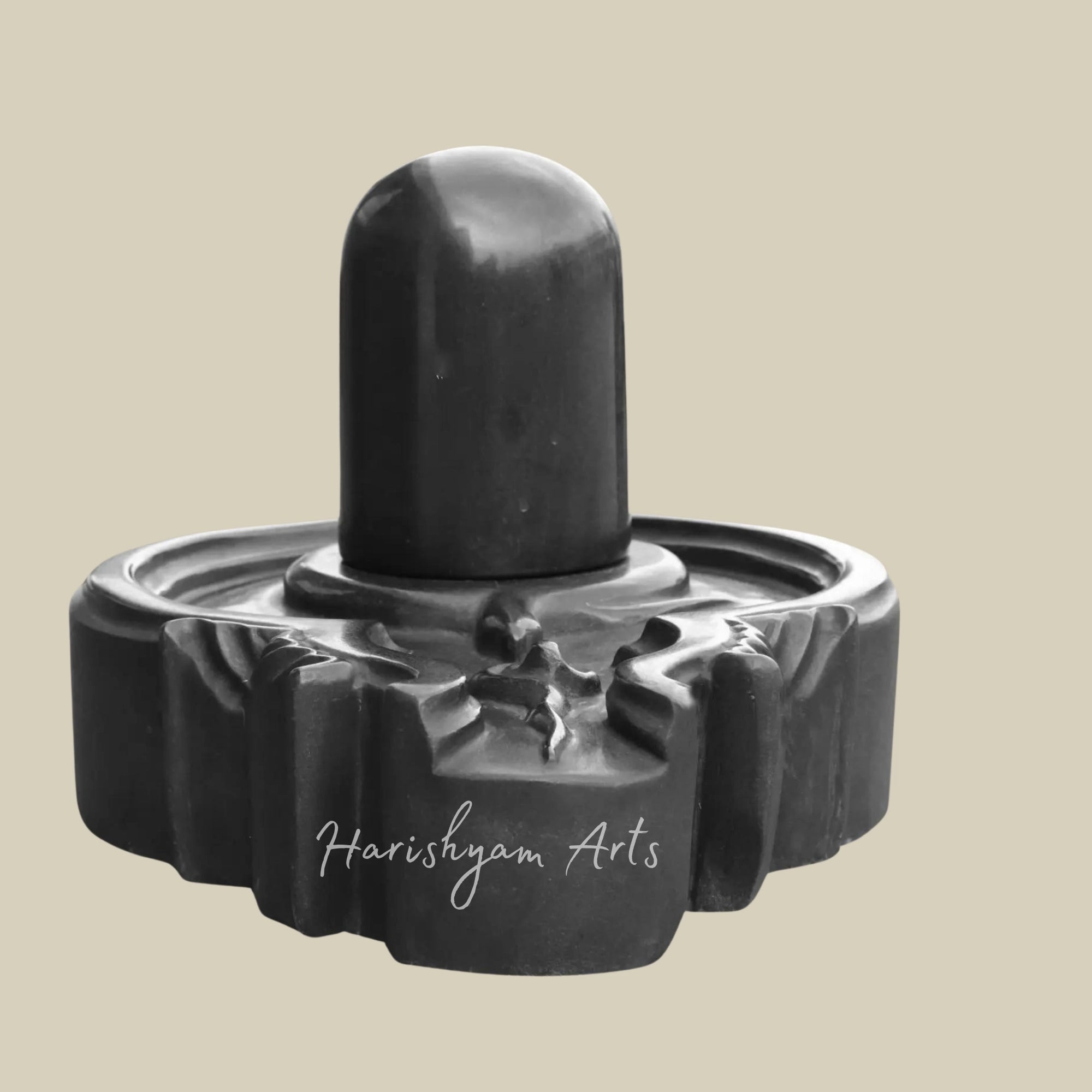 15" Black Marble Shiva Lingam for Temple & Home