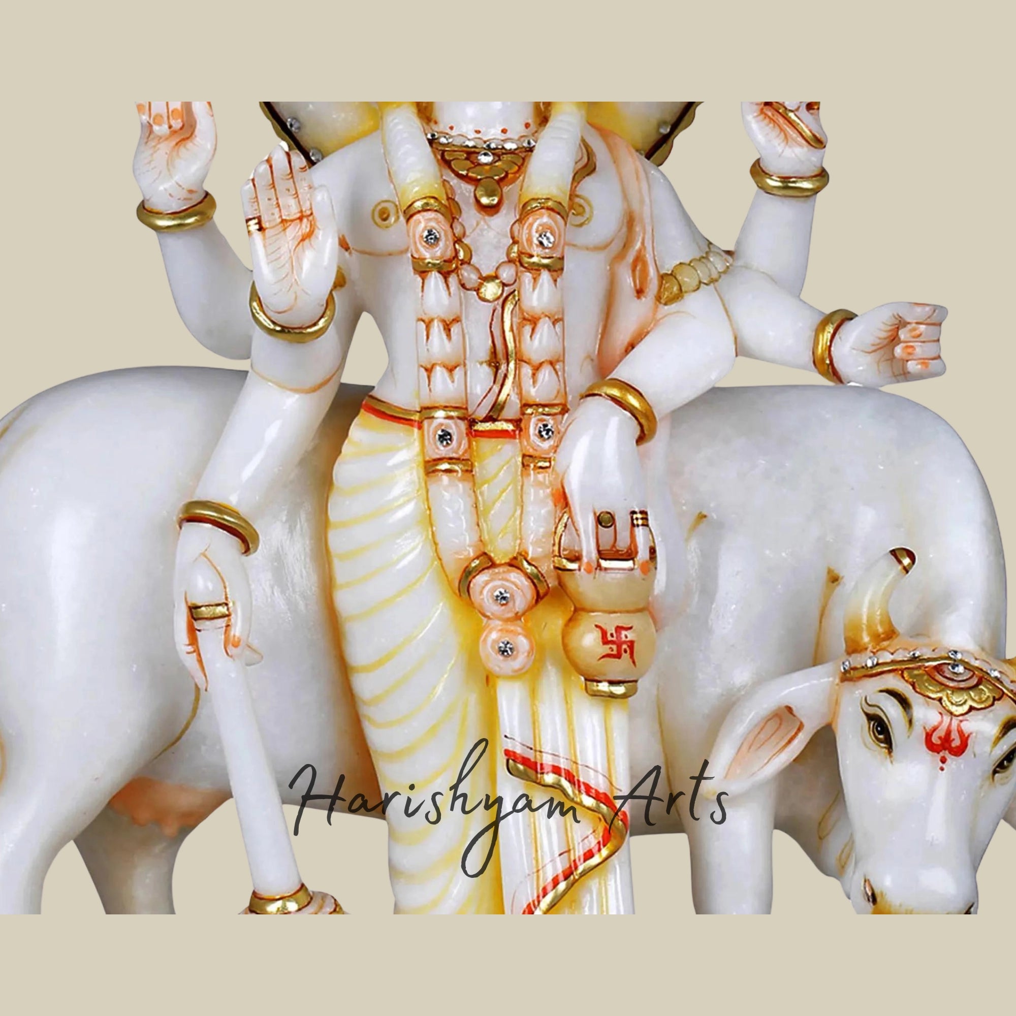 15" White Marble Dattatreya Statue2