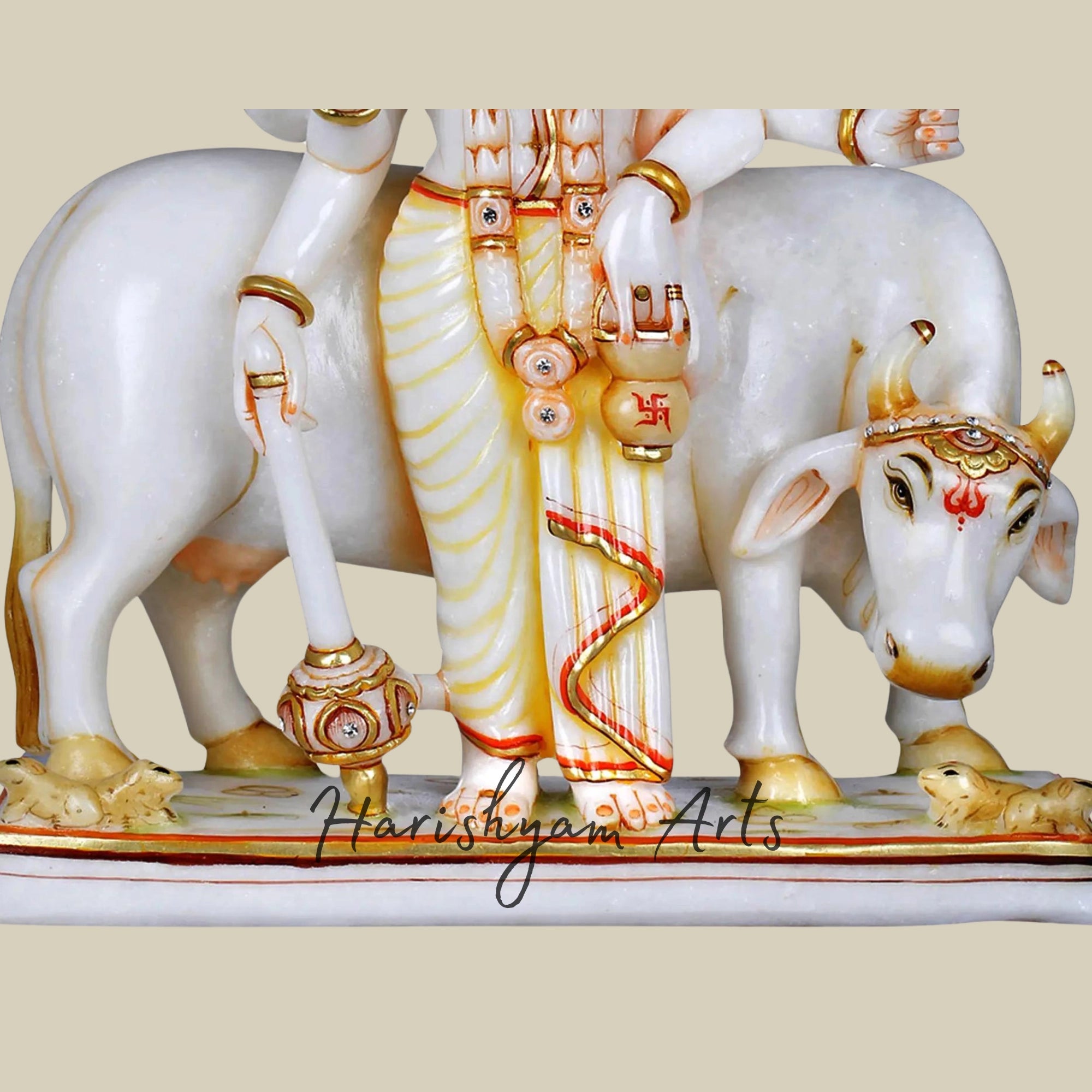 15" White Marble Dattatreya Statue3