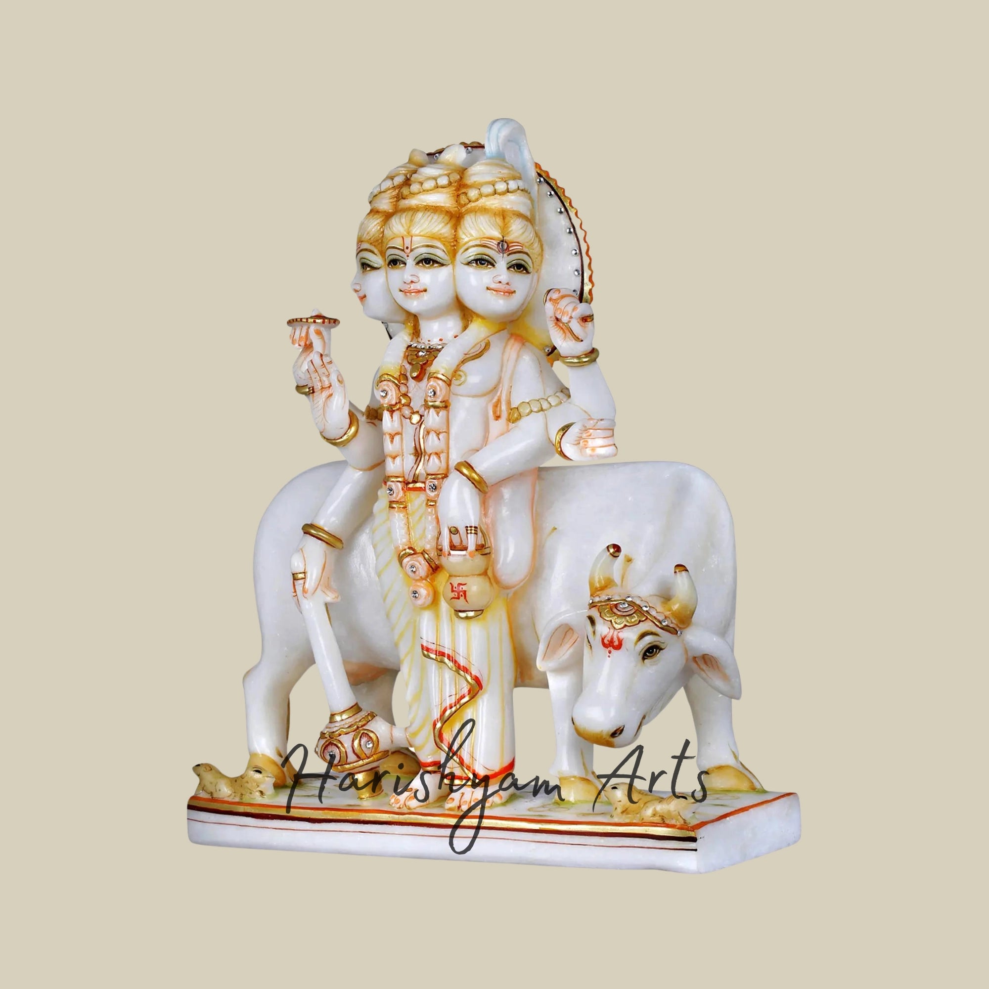 15" White Marble Dattatreya Statue4
