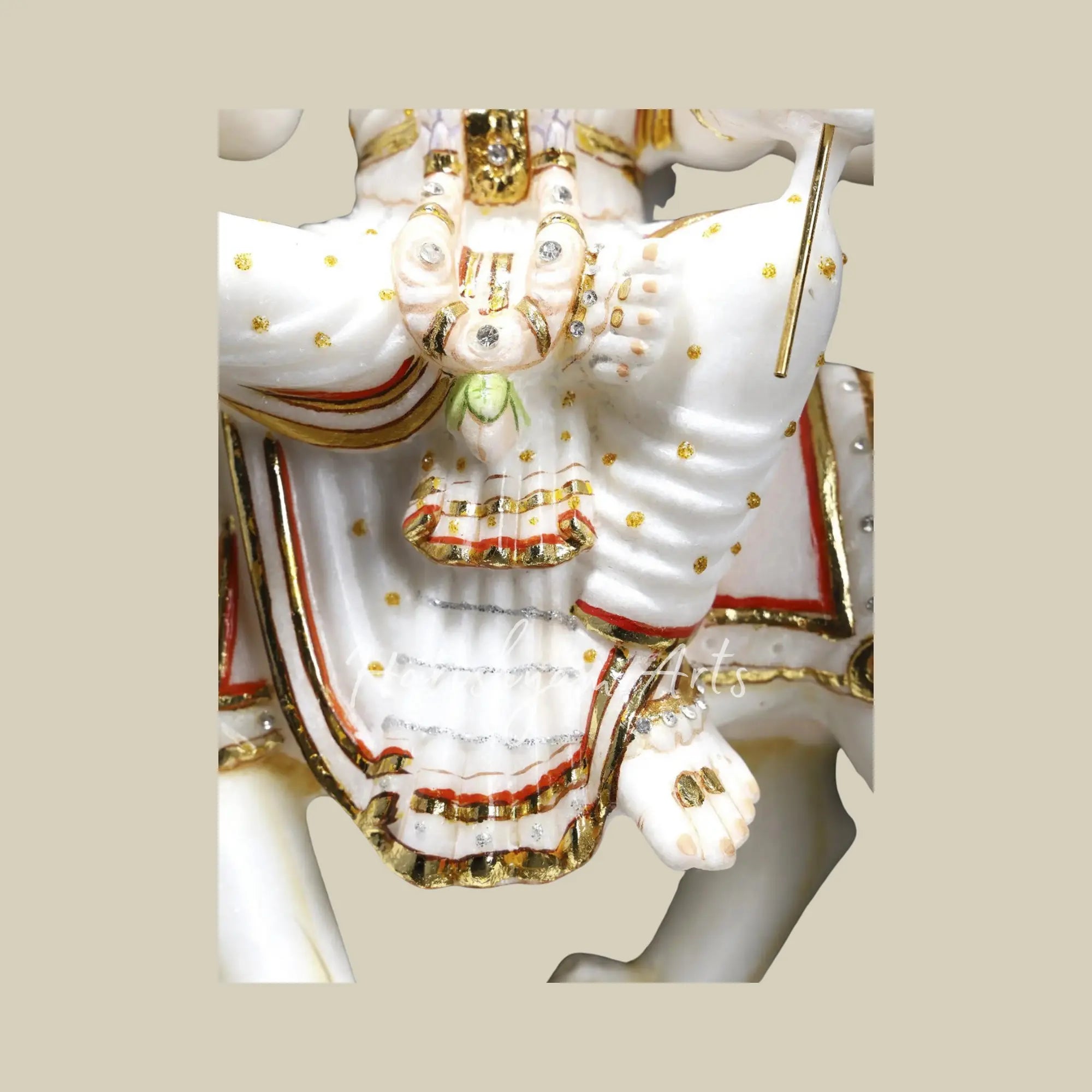 15" Maa Durga Idol Sitting on Lion Marble Statue