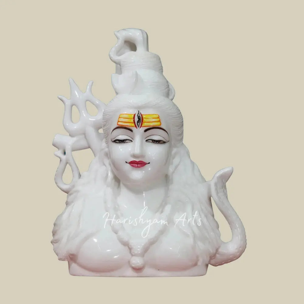 15' Marble Bust Of Lord Shiva