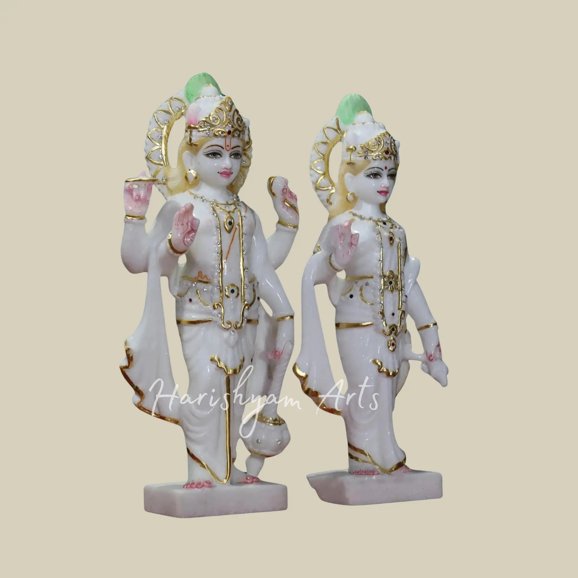 15 inches Marble Vishnu Laxmi Standing Statue 1