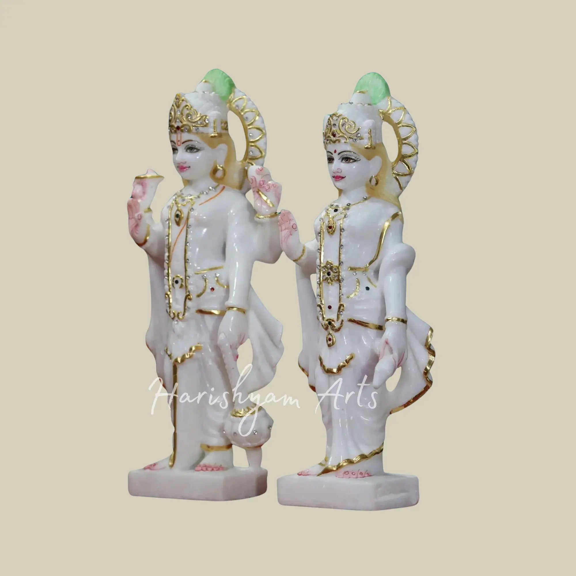 15 inches Marble Vishnu Laxmi Standing Statue 2