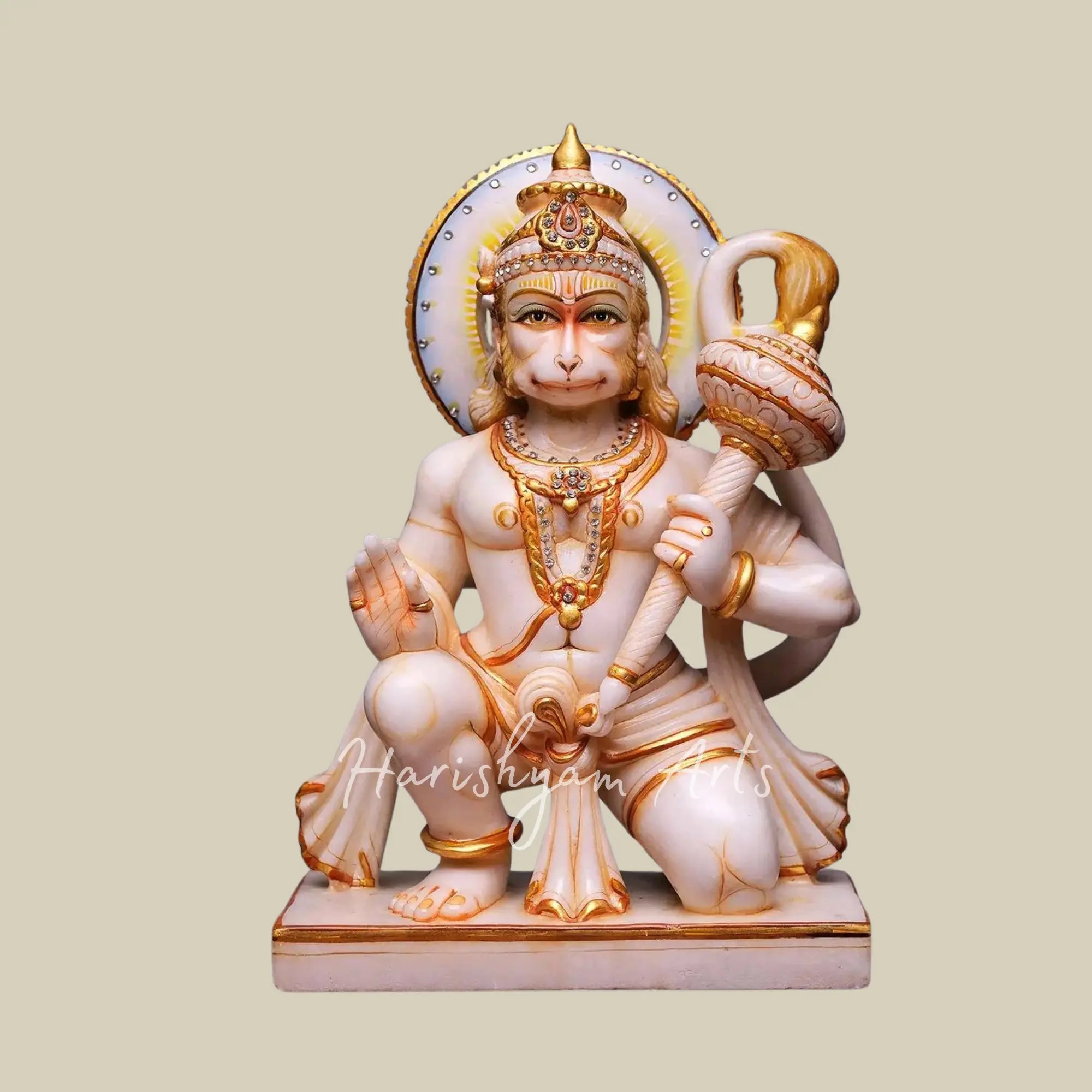 15 inches Shri Hanuman Marble Idol in Seated Position